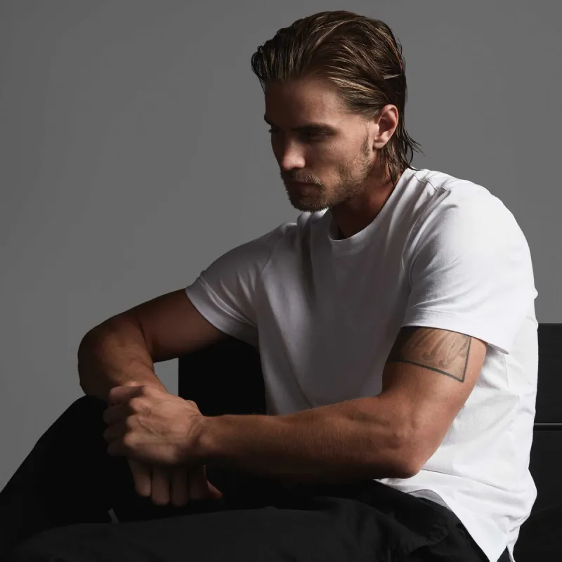 Clean Finish Jersey Short Sleeve Crew - White sold by James Perse