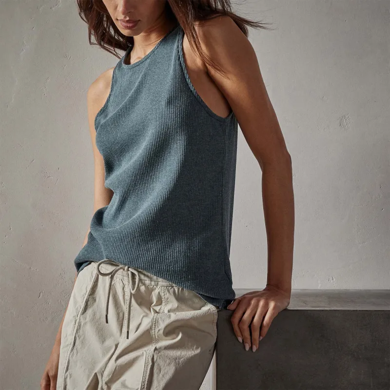 Clean Cut Away Ribbed Tank - Laurel sold by James Perse
