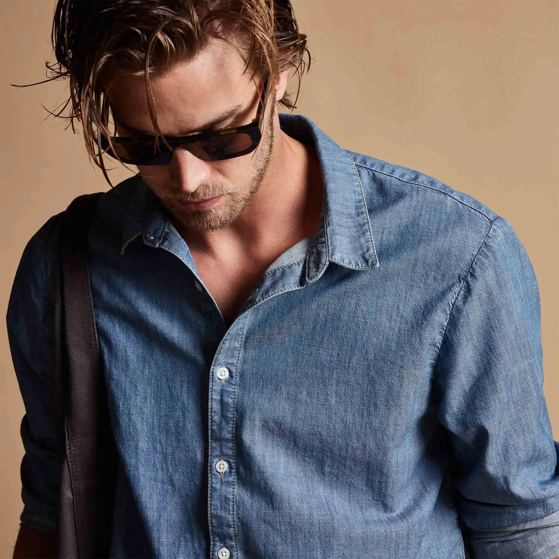 Lightweight Denim Shirt - Light Wash sold by James Perse product image thumbnail 3