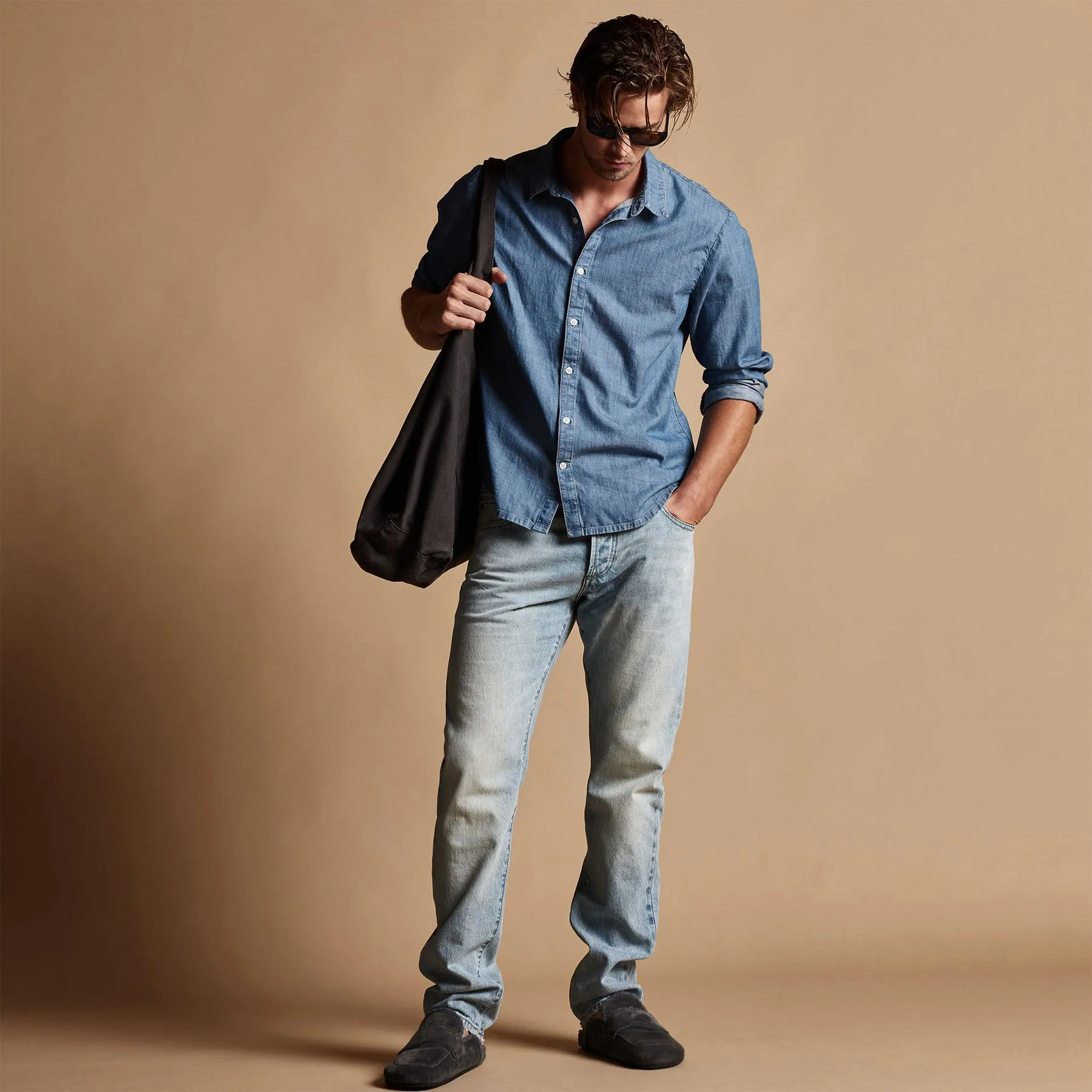 Lightweight Denim Shirt - Light Wash sold by James Perse