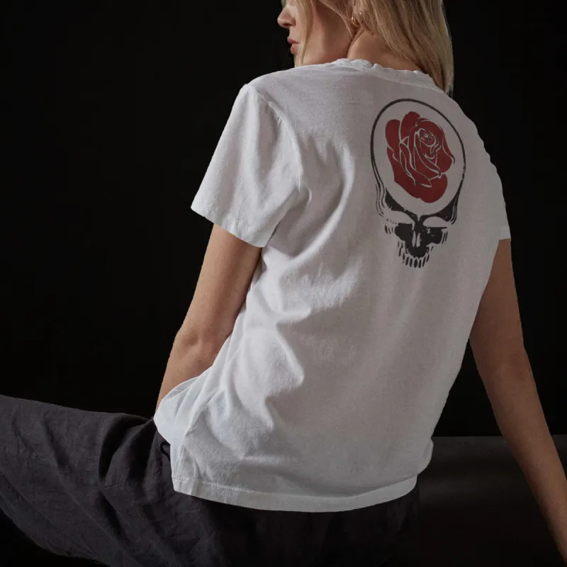 Grateful Dead Rose Short Sleeve Crew - White/Red sold by James Perse