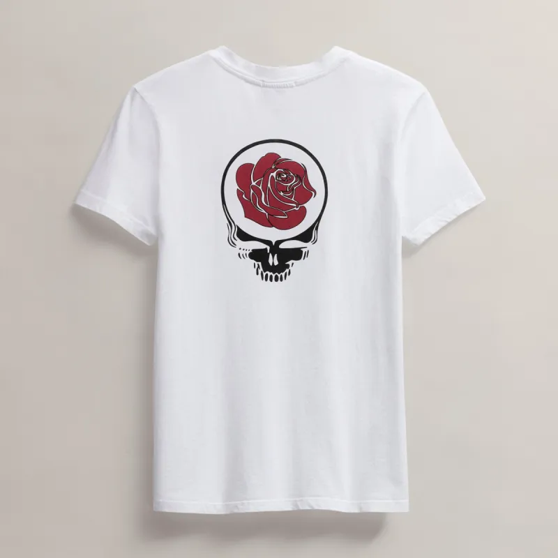 Women's Grateful Dead Rose Short Sleeve Crew - White/Red sold by James Perse