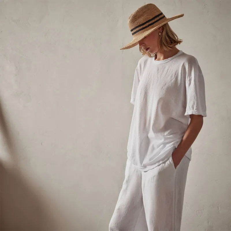 Crepe Jersey Oversized Short Sleeve Crew - White sold by James Perse