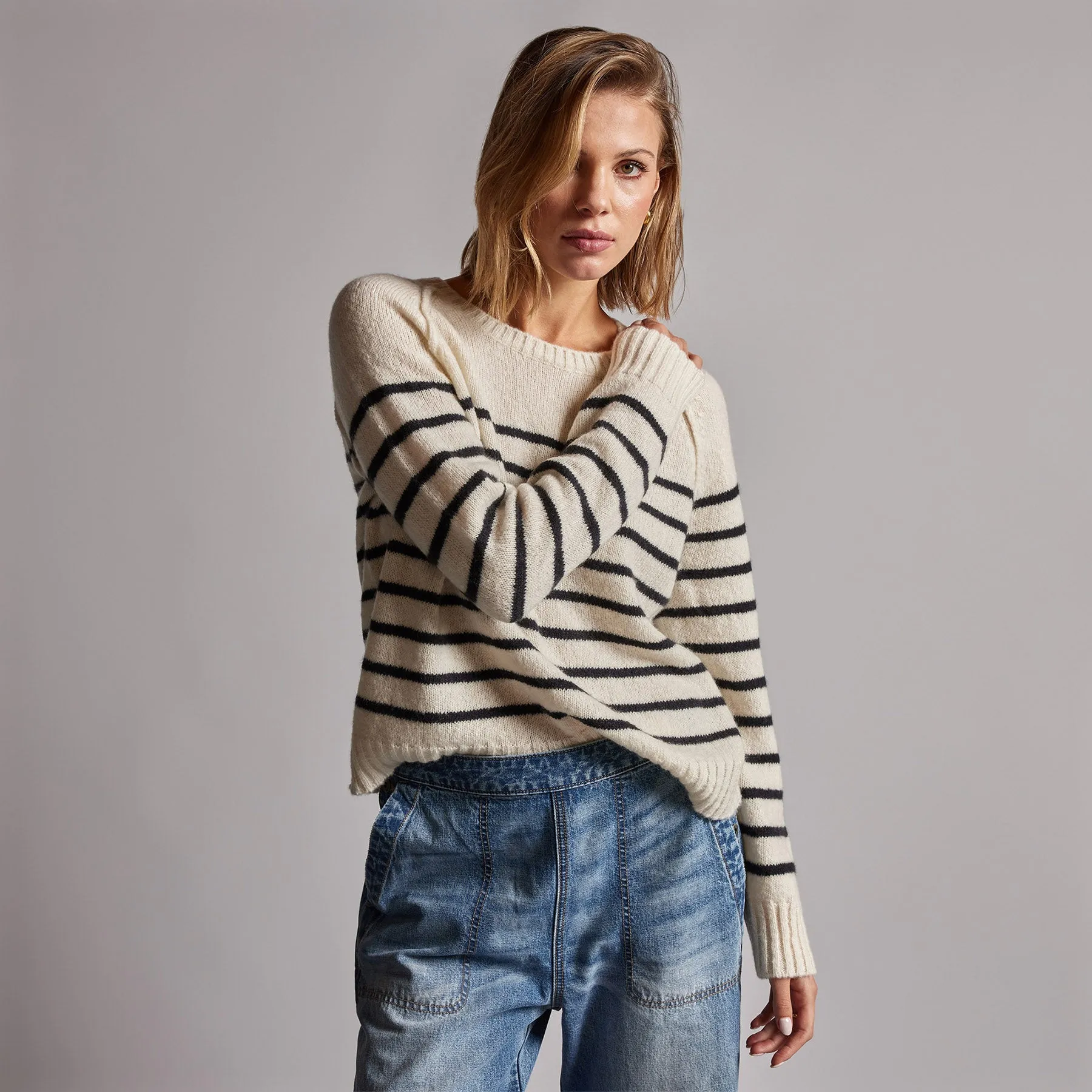 Nautical Stripe Cashmere Sweater - Ivory/Black sold by James Perse product image thumbnail 3