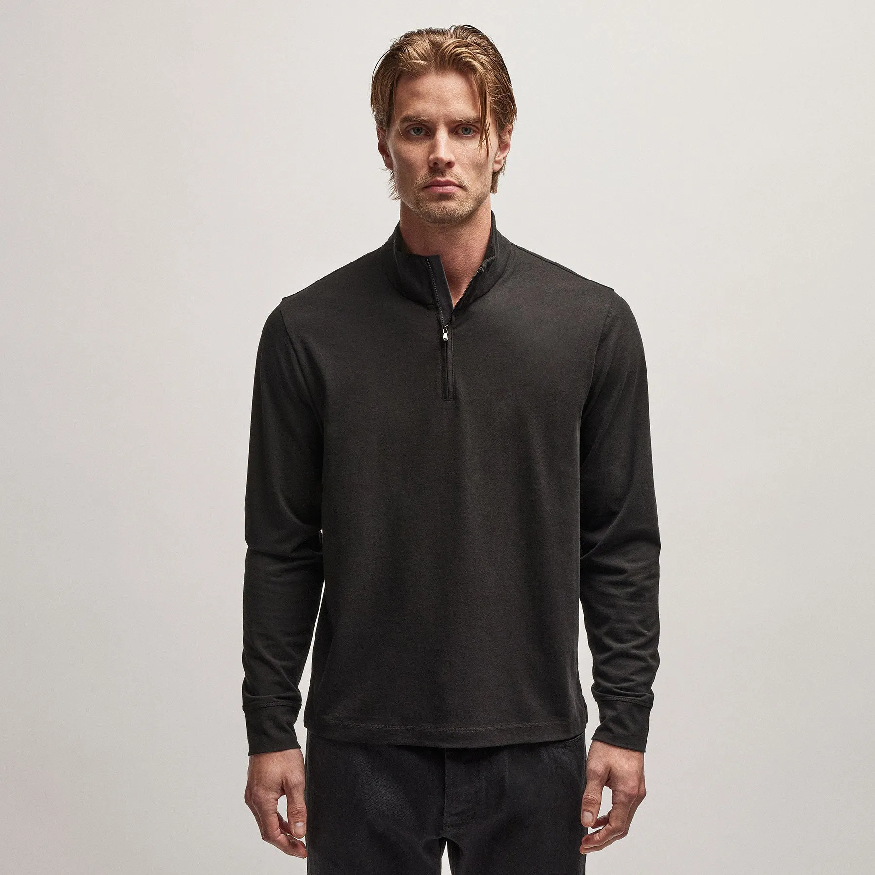 Clean Finish Jersey Half Zip - Black sold by James Perse product image thumbnail 3