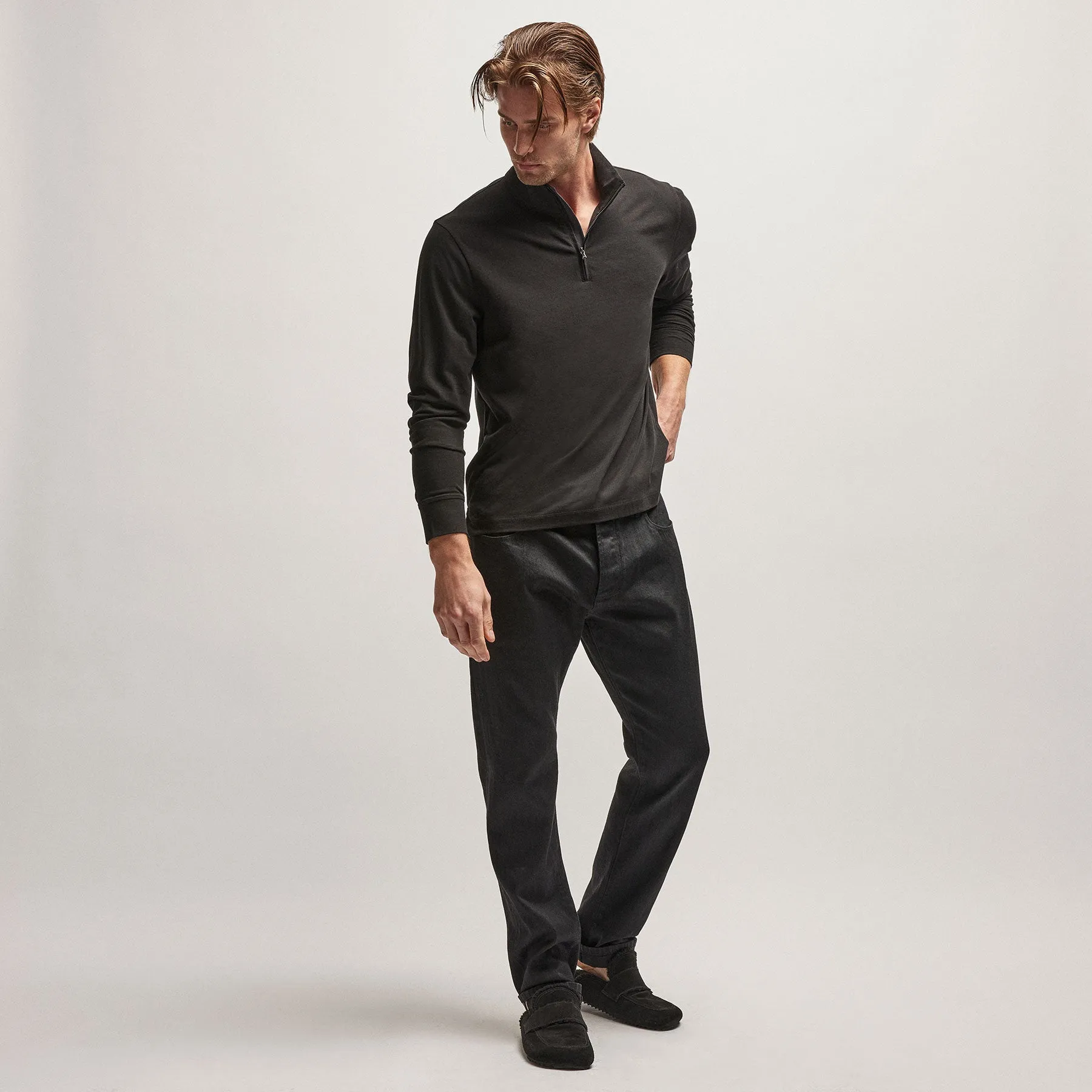 Clean Finish Jersey Half Zip - Black sold by James Perse product image thumbnail 2