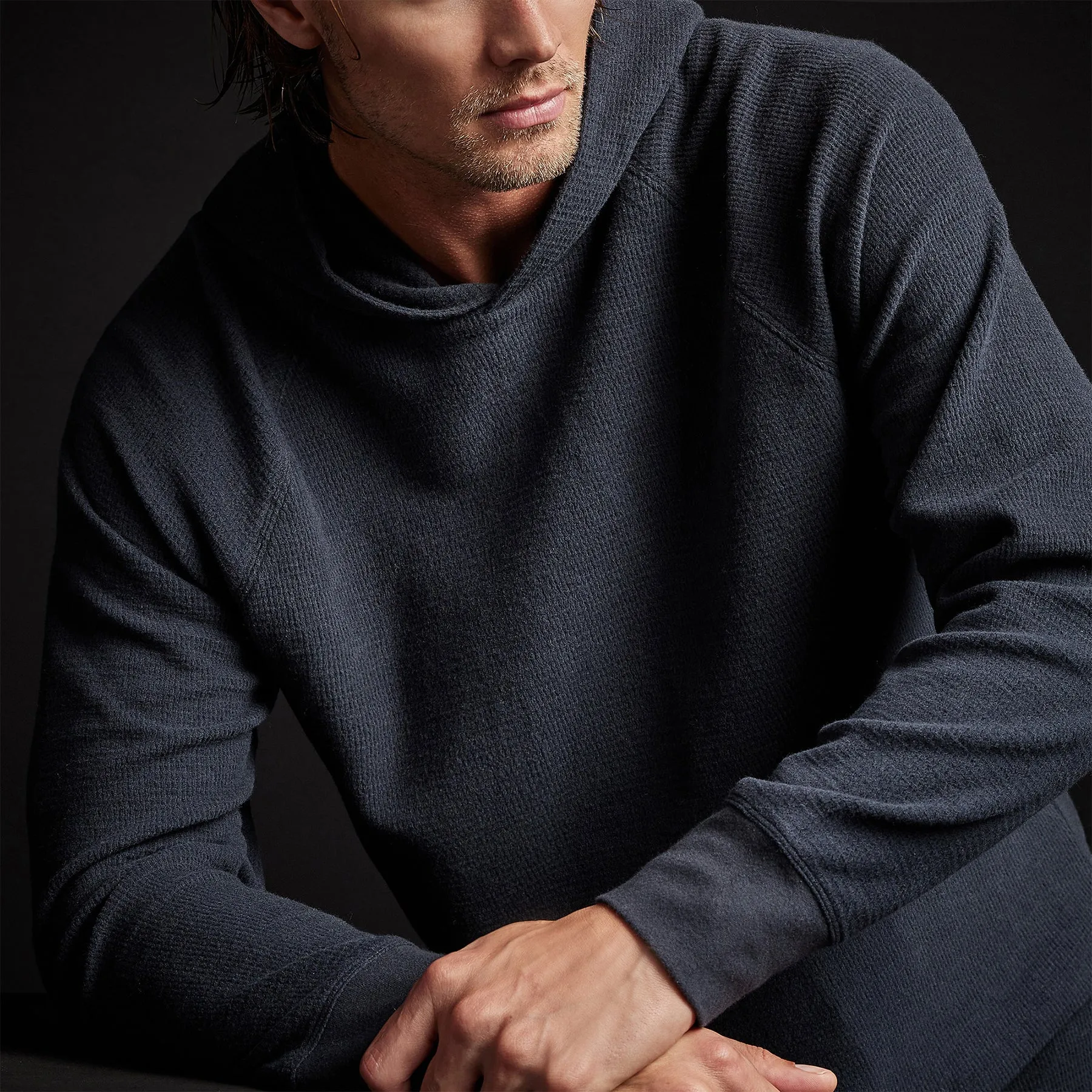 Thermal Knit Hooded Raglan - French Navy sold by James Perse product image thumbnail 2