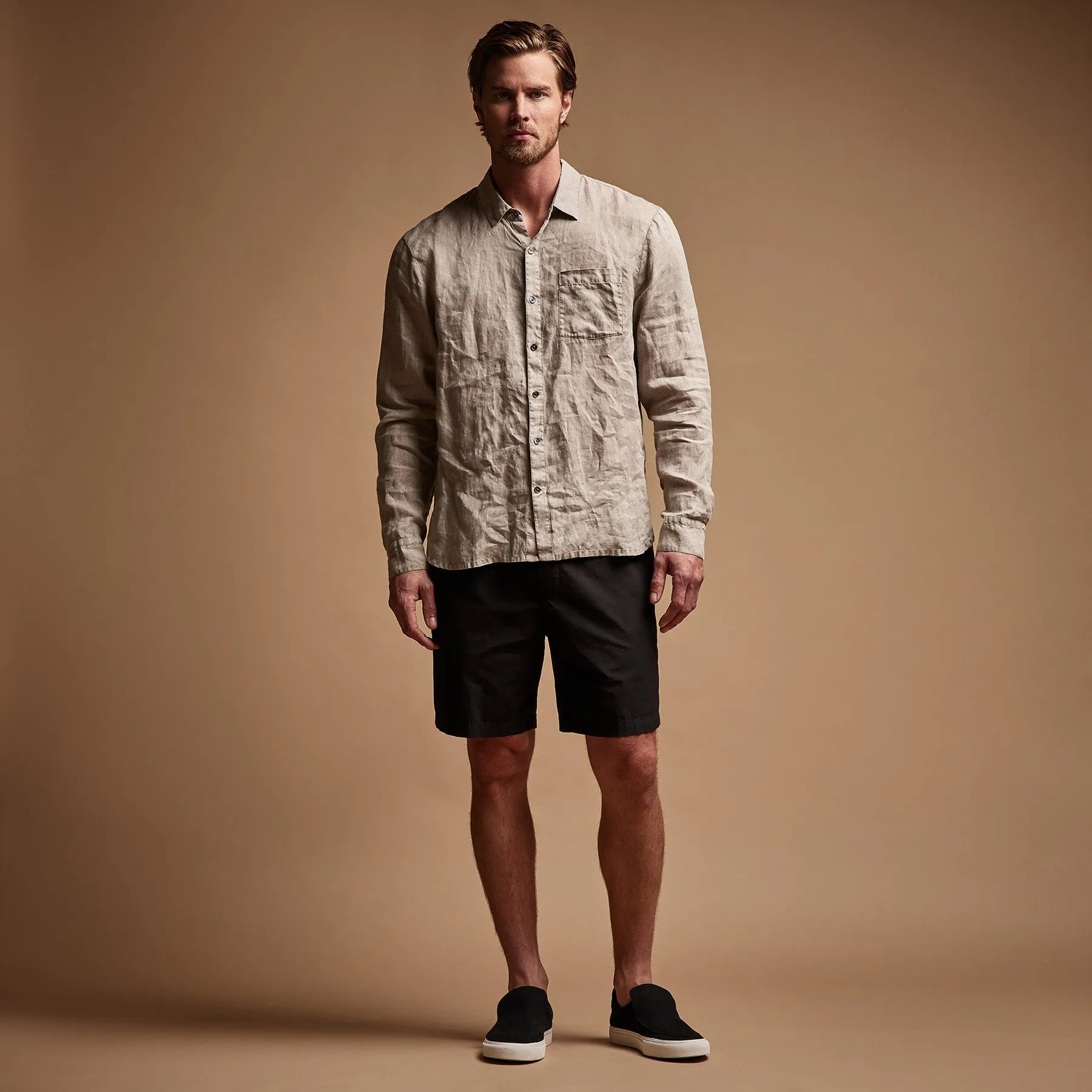 Lightweight Linen Shirt - Mineral Pigment sold by James Perse product image thumbnail 3