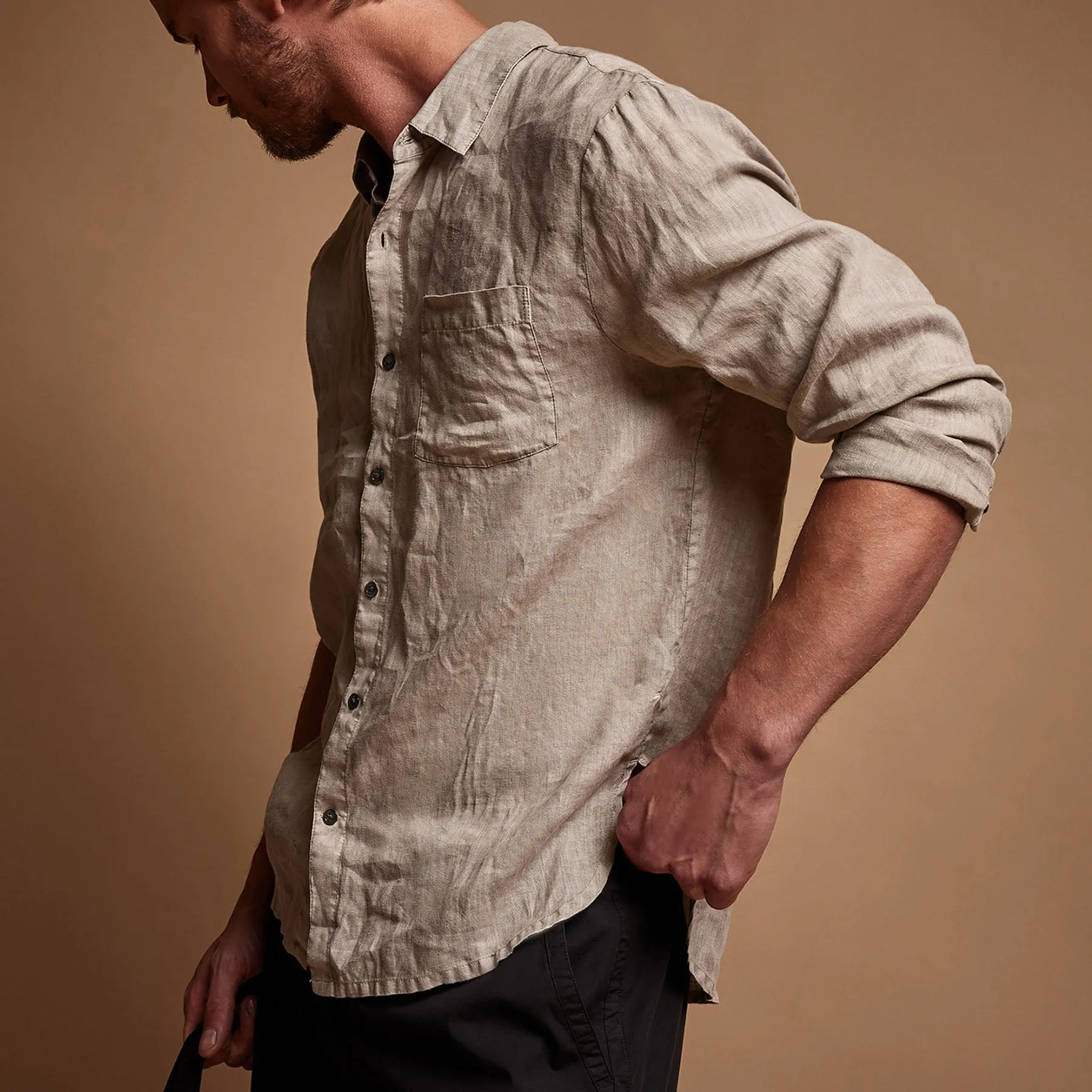 Lightweight Linen Shirt - Mineral Pigment sold by James Perse product image thumbnail 2