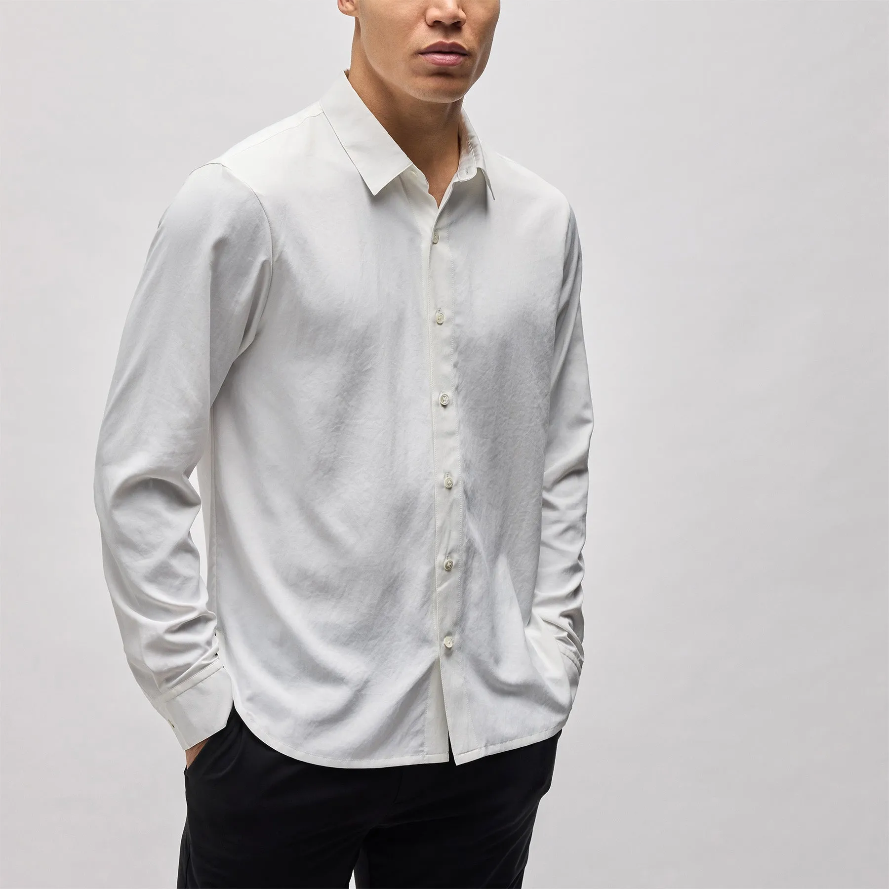 Matte Cabana Long Sleeve - White sold by James Perse