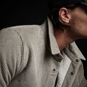 Sherpa Lined Corduroy Shirt Jacket - Concrete sold by James Perse