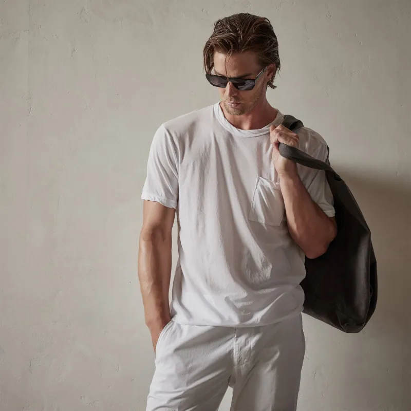 Jersey Short Sleeve Pocket Crew - White sold by James Perse