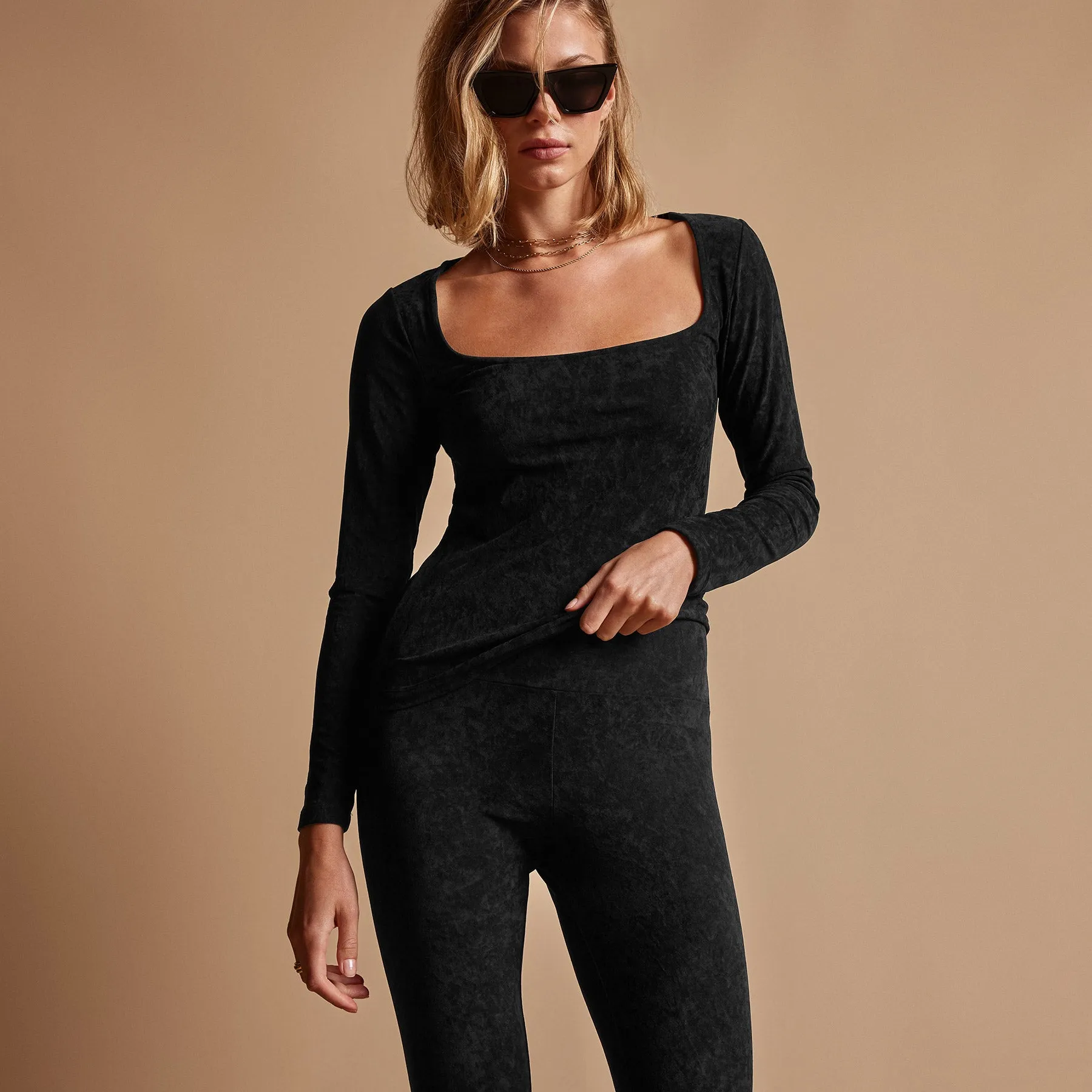 Velvet Square Neck Top - Black sold by James Perse product image thumbnail 4