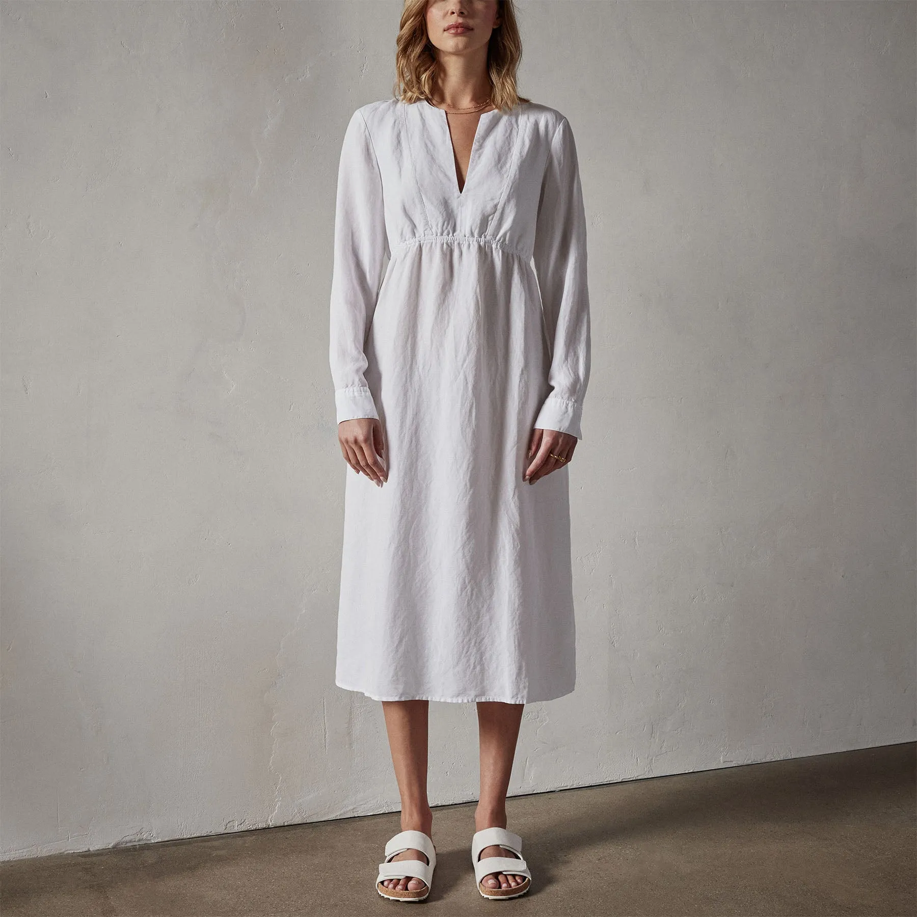 Empire Seam Open Front Dress - White sold by James Perse product image thumbnail 3