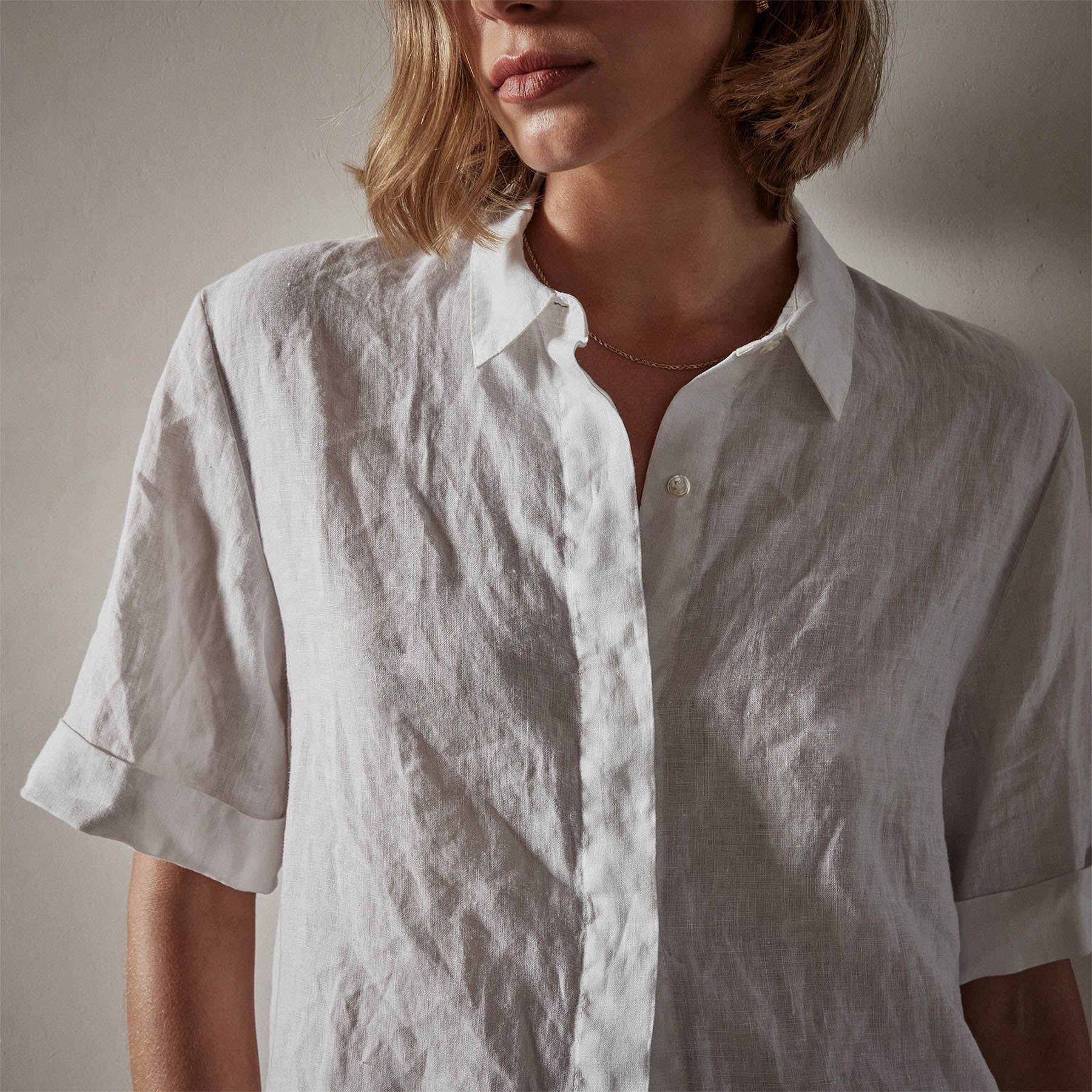 Short Sleeve Linen Shirt - White sold by James Perse product image thumbnail 3
