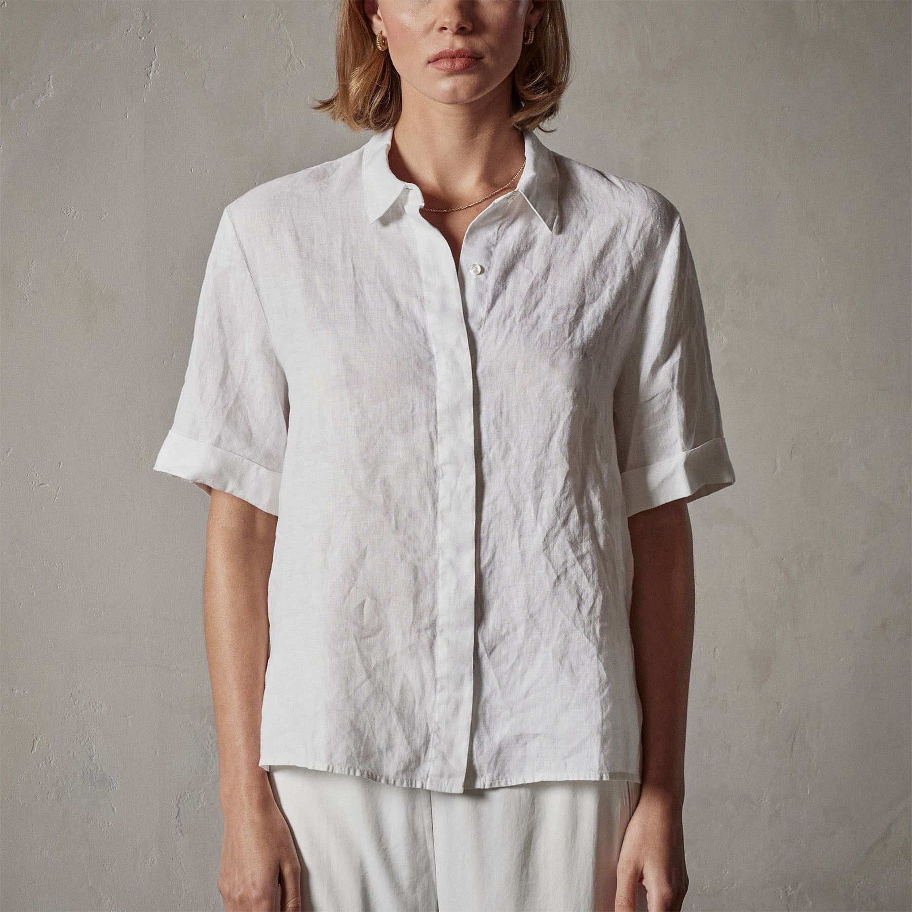 Short Sleeve Linen Shirt - White sold by James Perse product image thumbnail 4