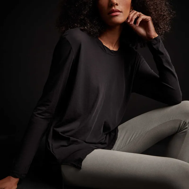 Long Sleeve High Gauge Jersey Tee - Black sold by James Perse