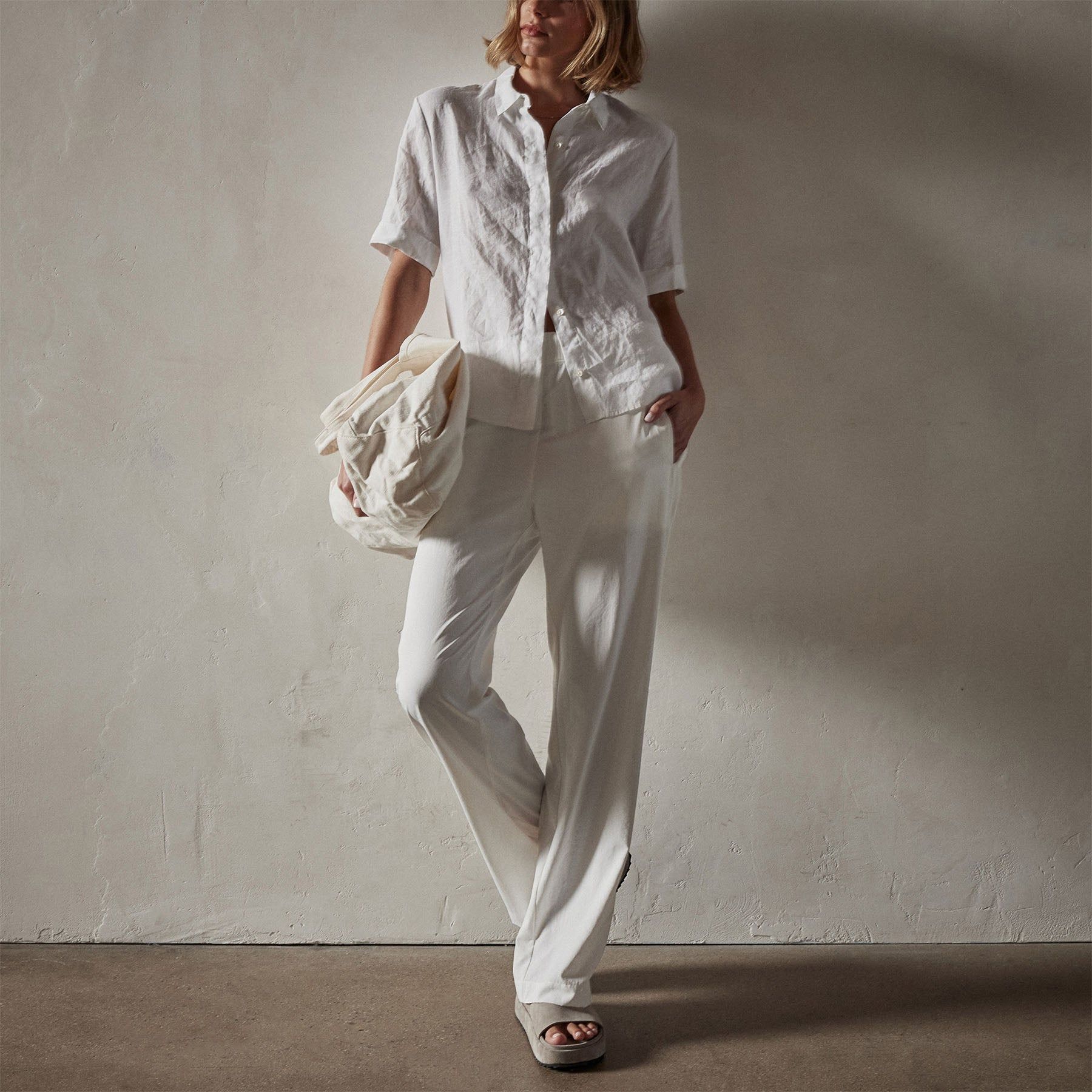 Short Sleeve Linen Shirt - White sold by James Perse