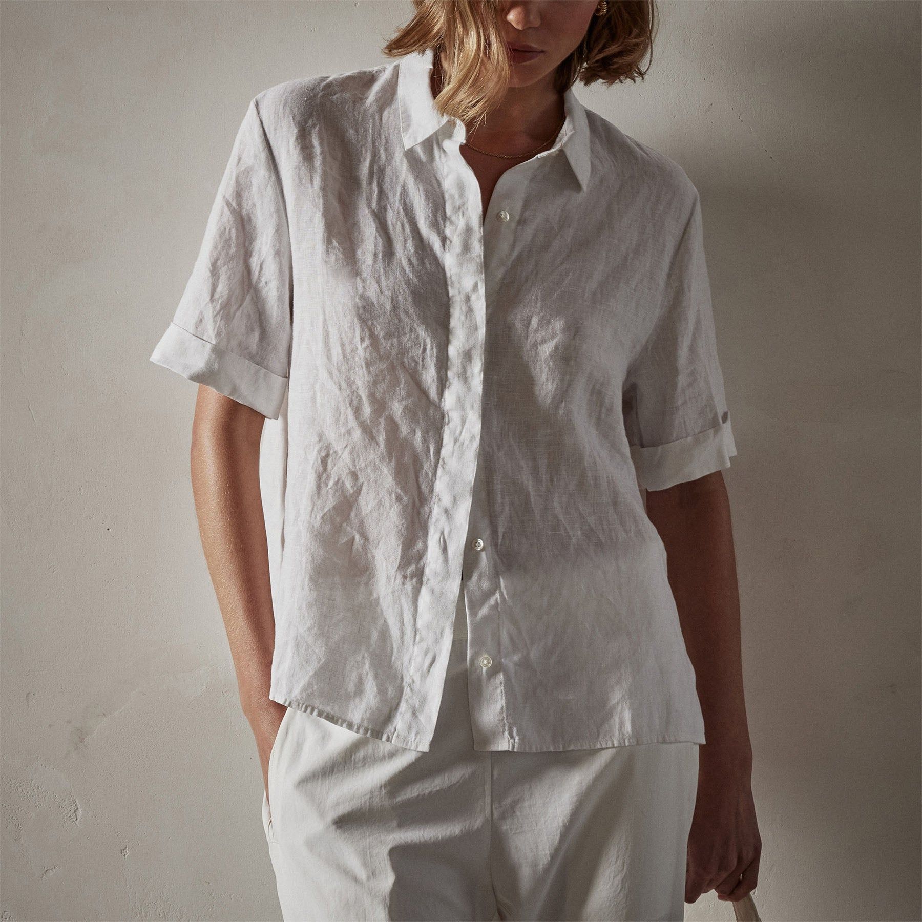 Short Sleeve Linen Shirt - White sold by James Perse product image thumbnail 2