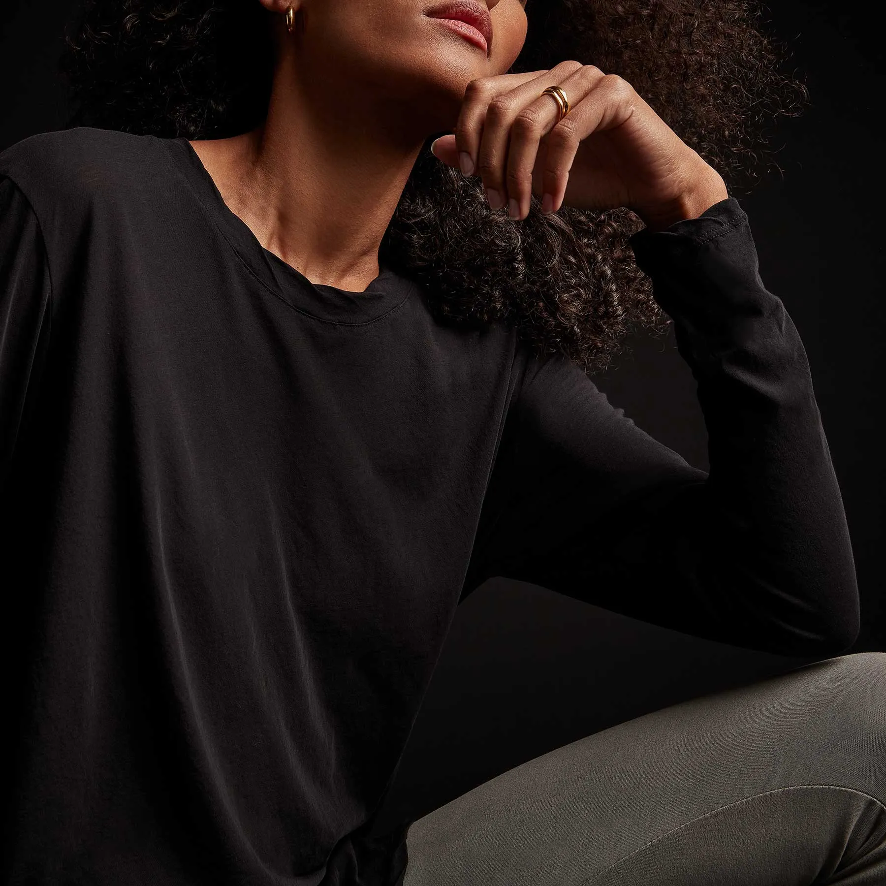 Long Sleeve High Gauge Jersey Tee - Black sold by James Perse product image thumbnail 3