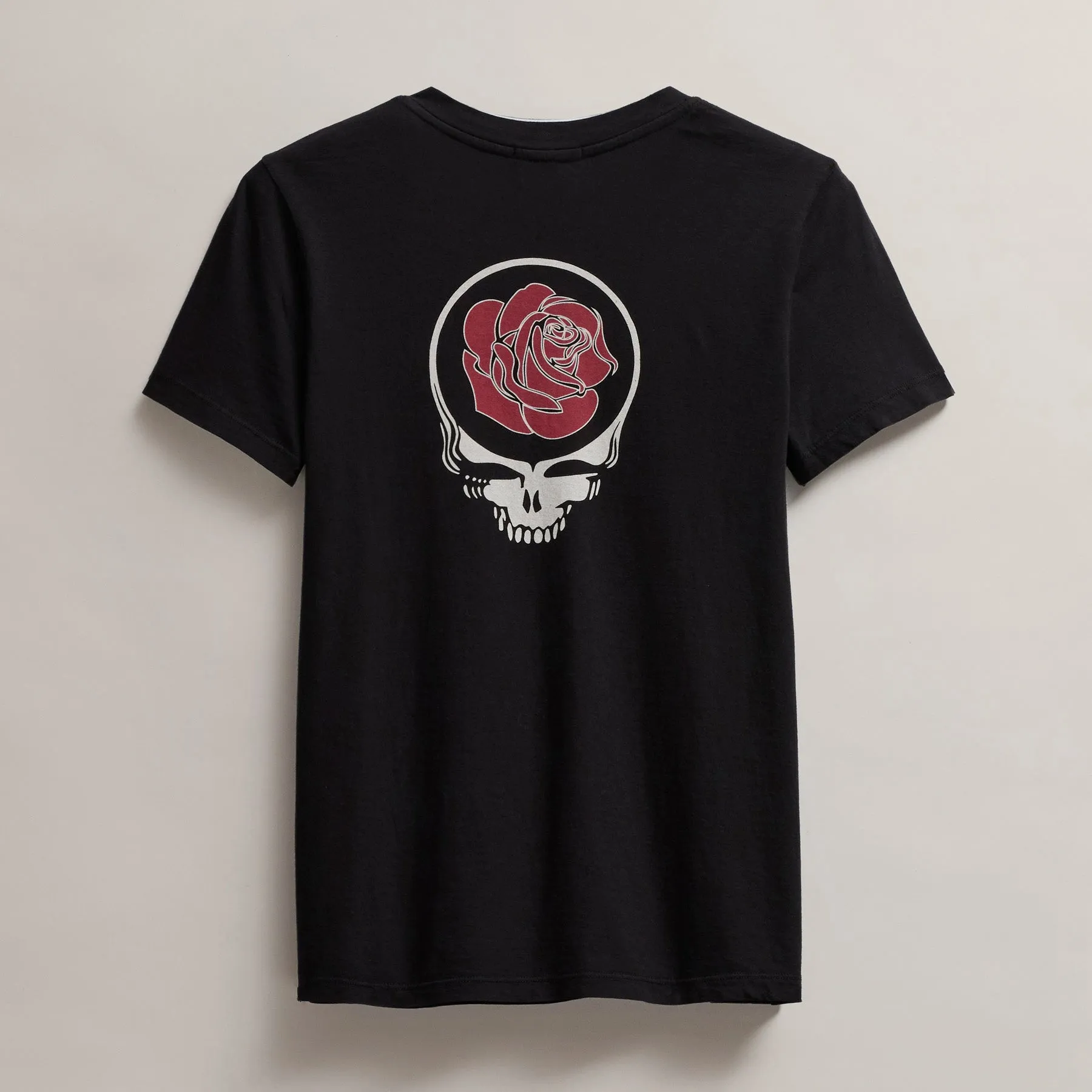 Women's Grateful Dead Rose Short Sleeve Crew - Black/Red sold by James Perse