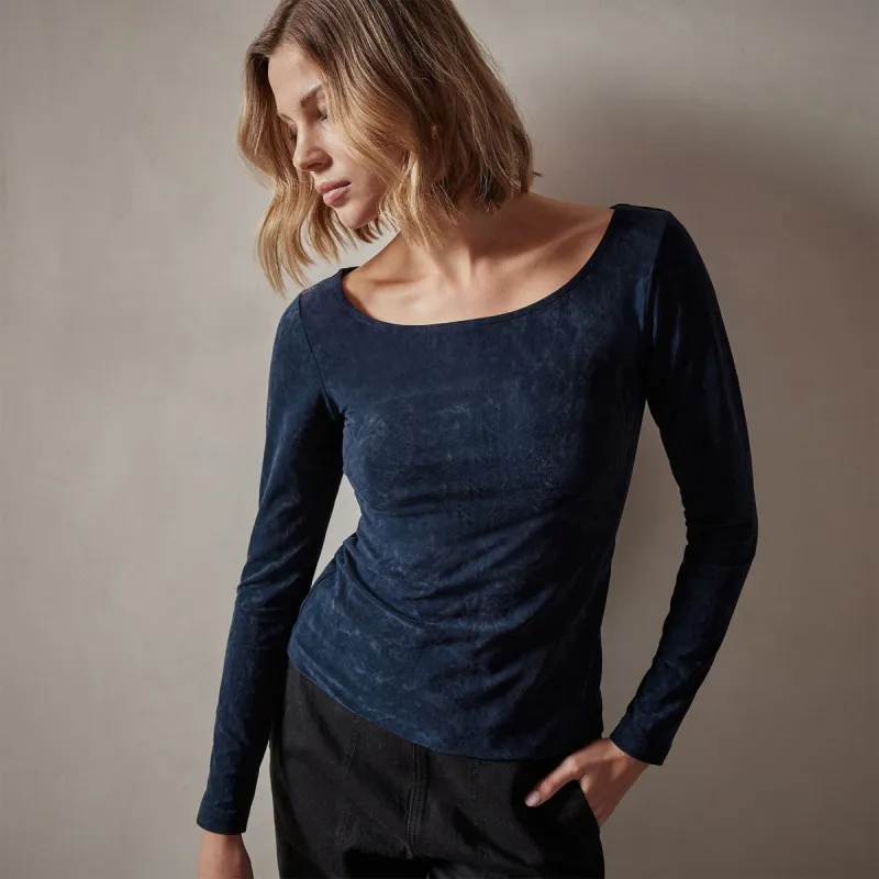Stretch Velvet Scoop Neck Top - Constellation made by James Perse
