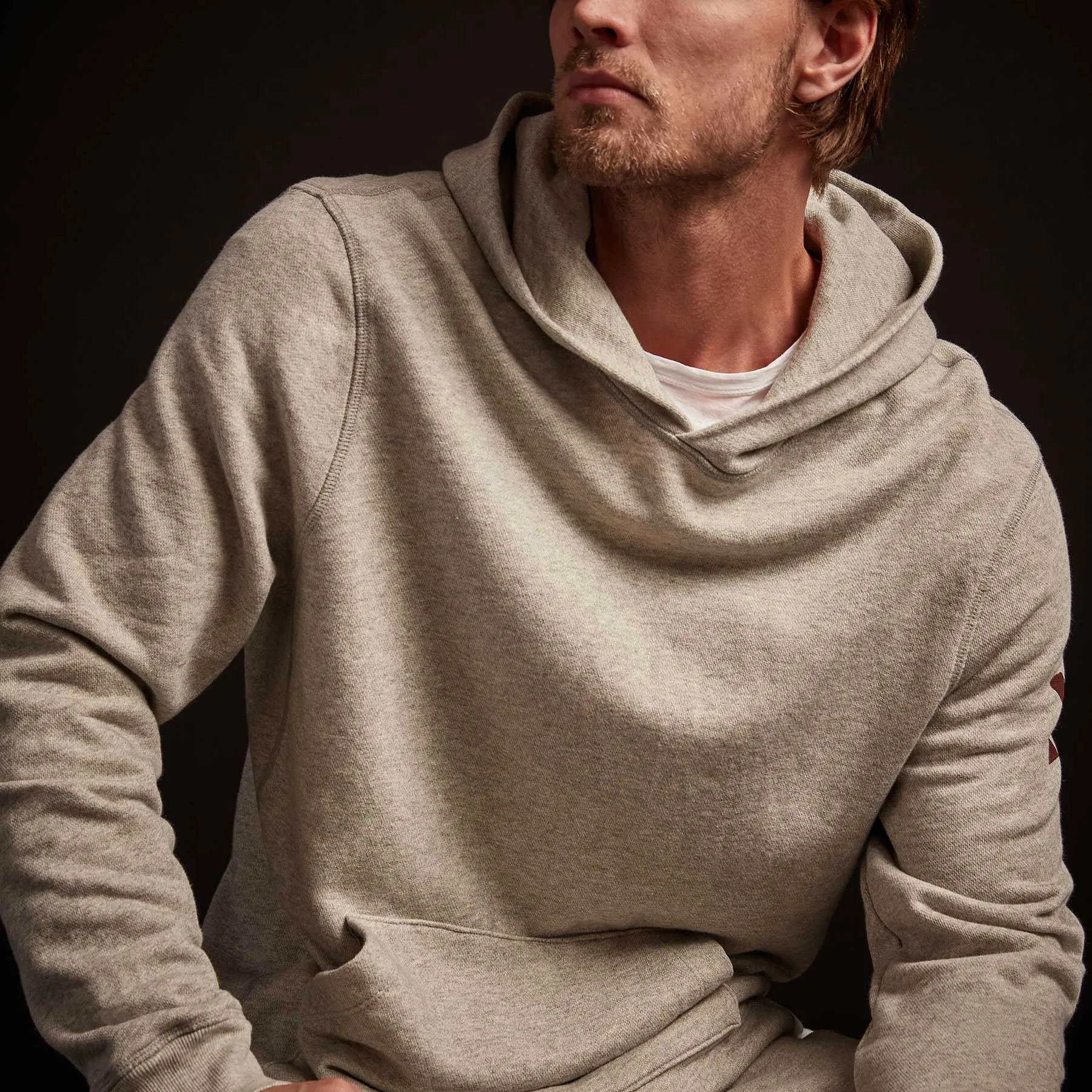 Classic French Terry Hoodie - Heather Grey/Maroon sold by James Perse product image thumbnail 3