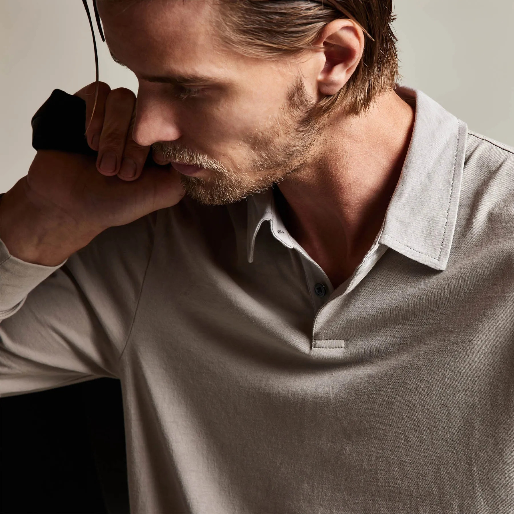 Clean Finish Jersey Contrast Polo - Dapple/Fog sold by James Perse product image thumbnail 3