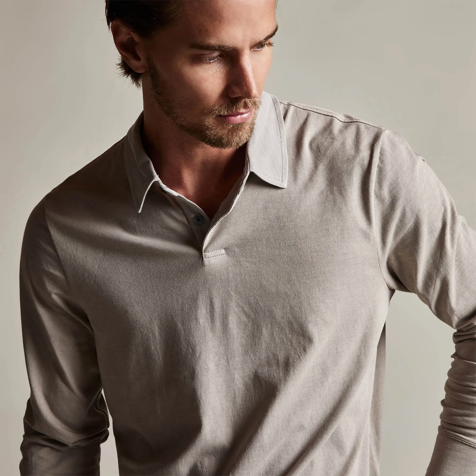 Clean Finish Jersey Contrast Polo - Dapple/Fog sold by James Perse product image thumbnail 2
