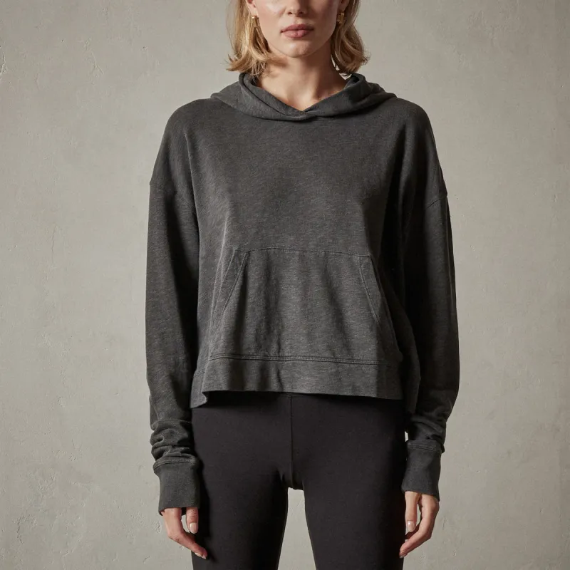 Vintage French Terry Cropped Hoodie - Carbon Pigment sold by James Perse