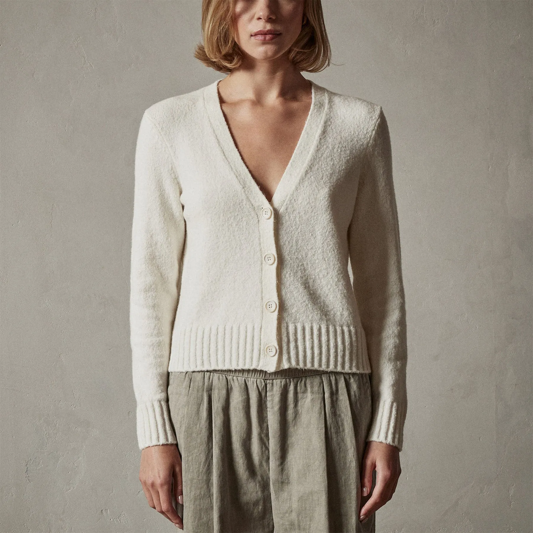 Cotton Cashmere Blend Cardigan - Ivory sold by James Perse product image thumbnail 4