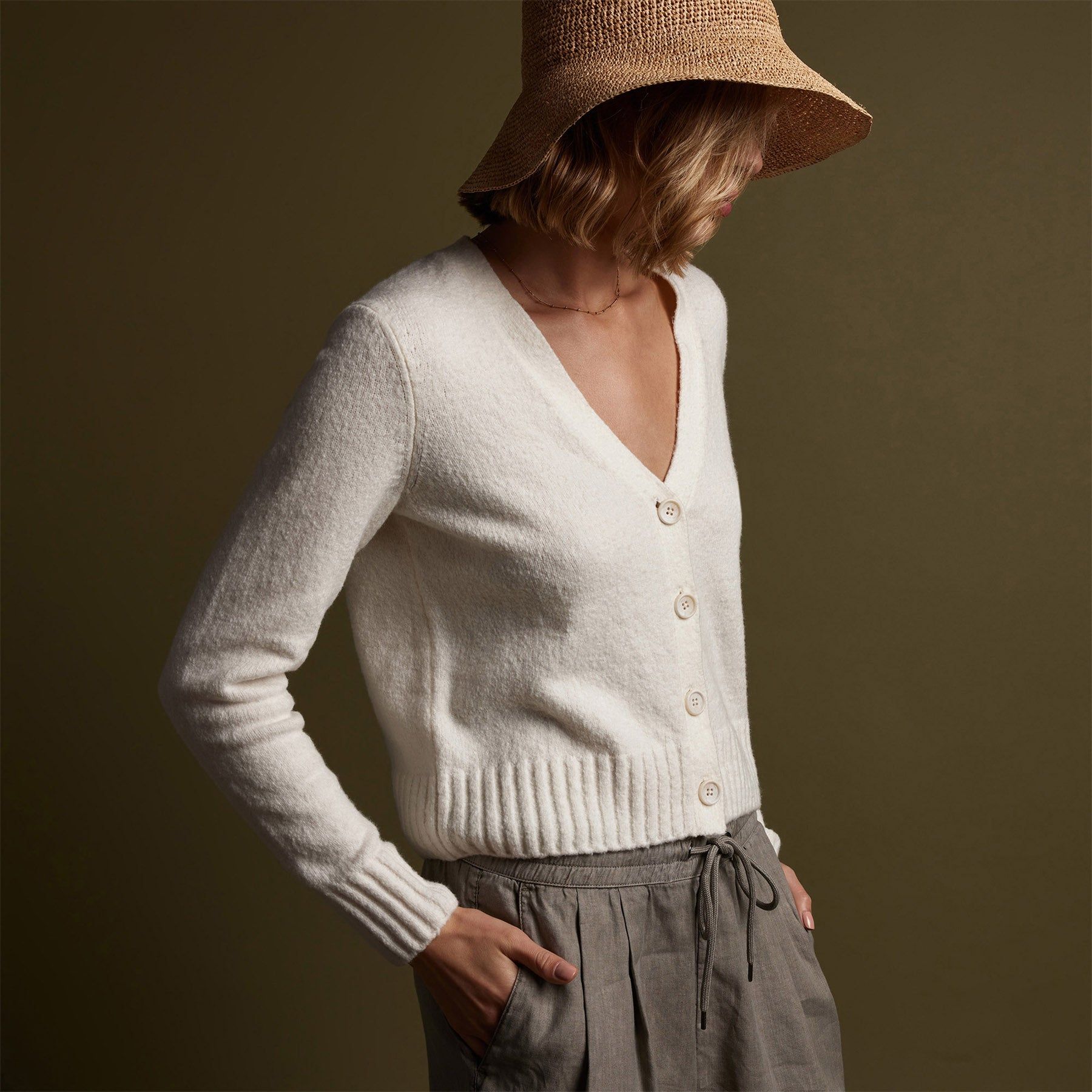 Cotton Cashmere Cardigan - Ivory sold by James Perse product image thumbnail 3