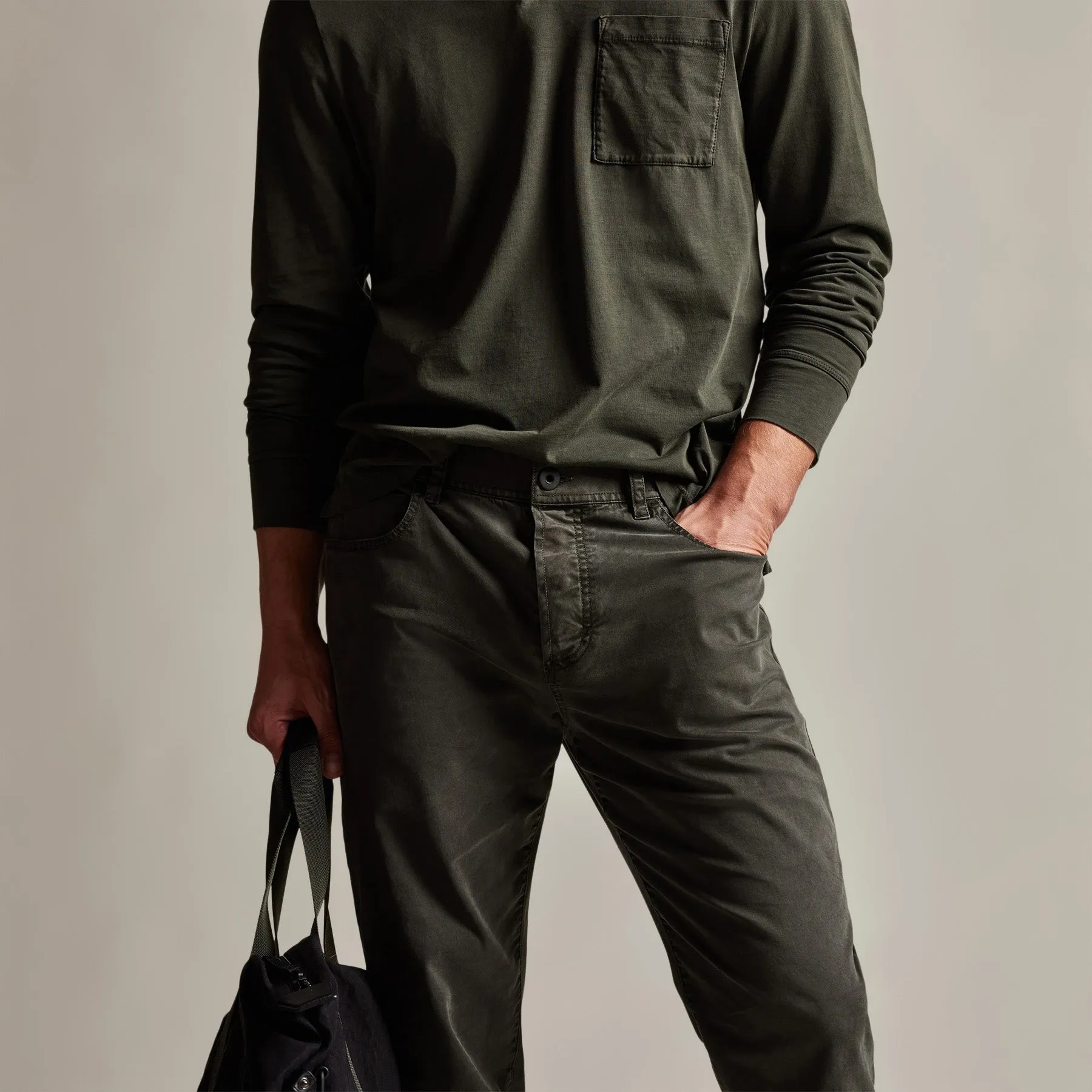 Brushed Twill 5 Pocket Pant - Dark Olive Pigment sold by James Perse product image thumbnail 3