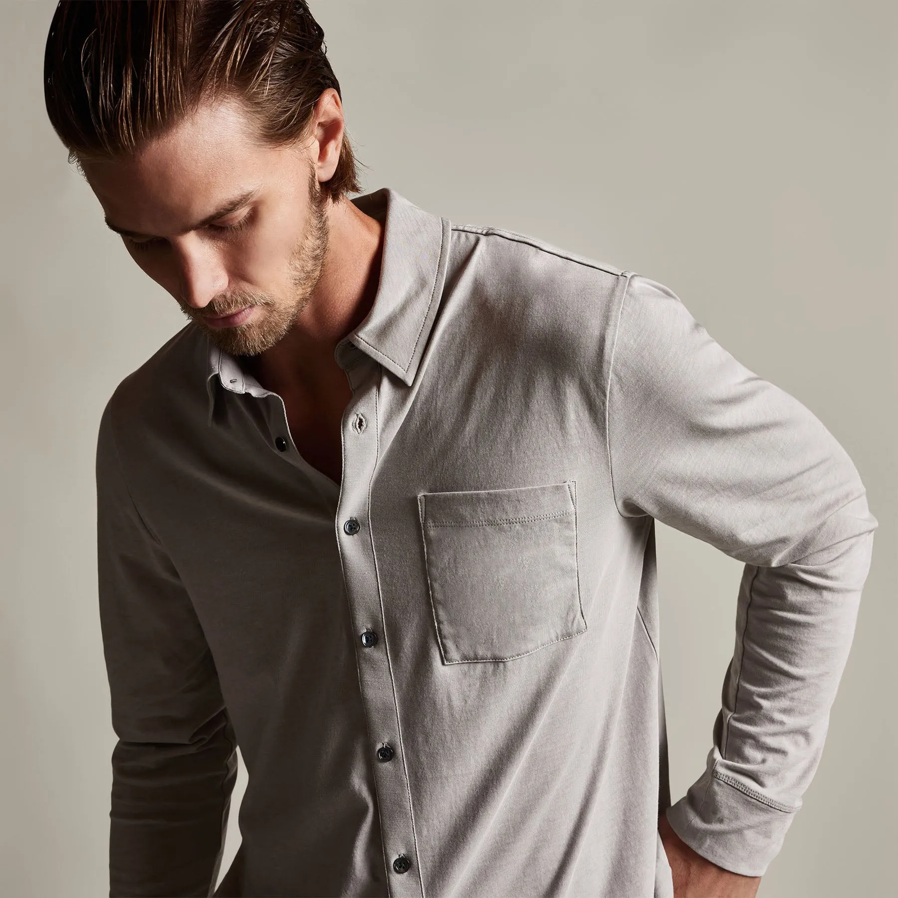 Clean Finish Jersey Shirt - Fog sold by James Perse product image thumbnail 2