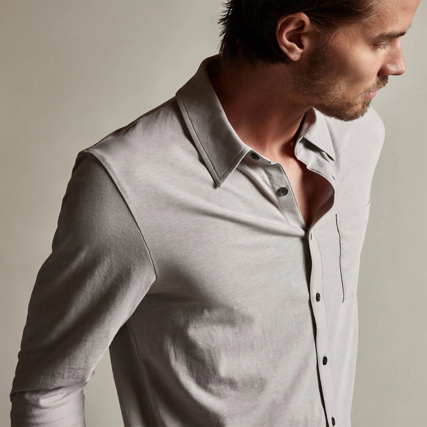 Clean Finish Jersey Shirt - Fog sold by James Perse product image thumbnail 3