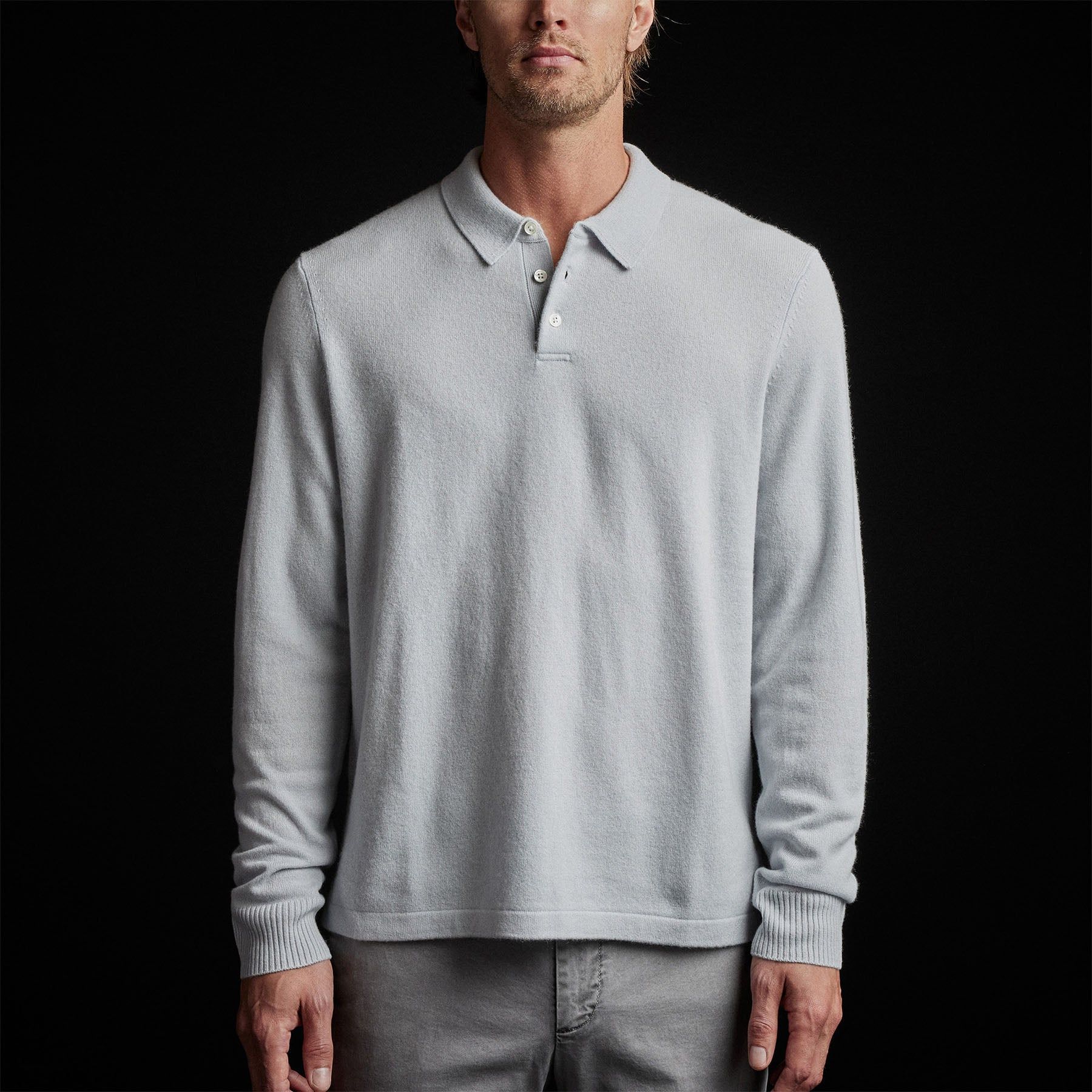 Recycled Cashmere Long Sleeve Polo - Clear Blue sold by James Perse product image thumbnail 5