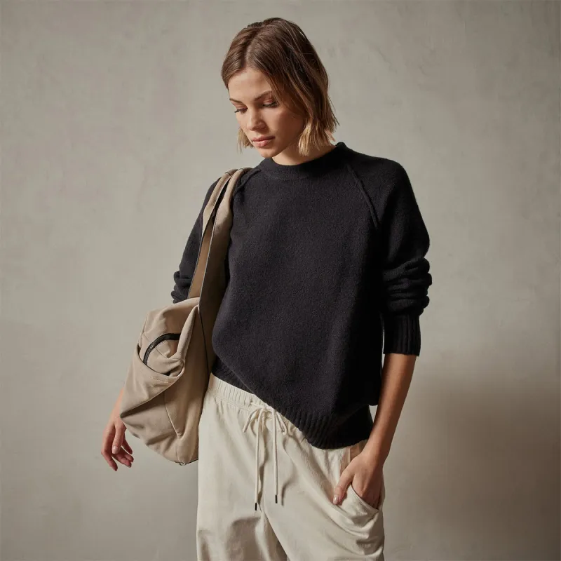 Cotton Cashmere Blend Pullover - Black sold by James Perse