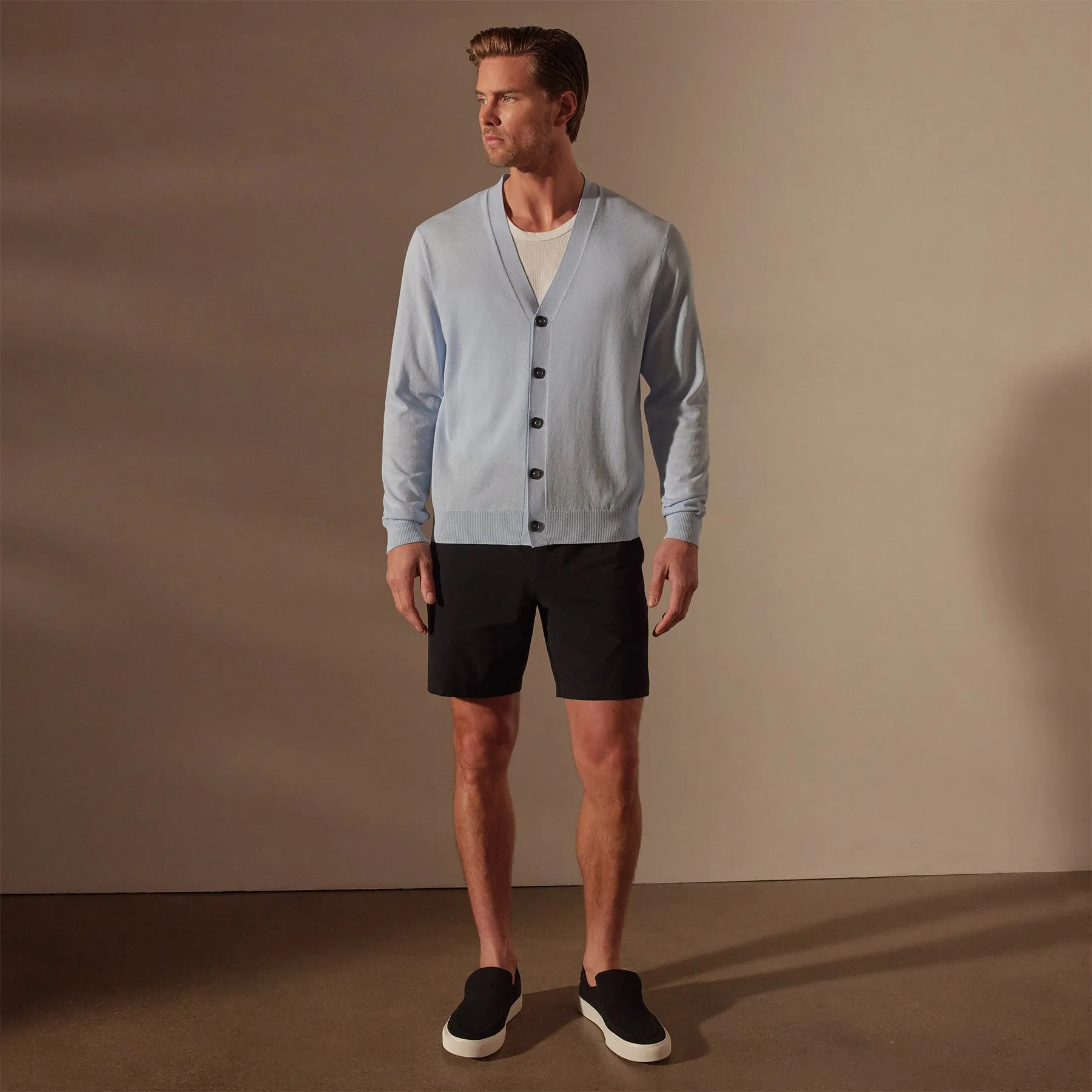 Stretch Cotton Cardigan - Bleached Blue sold by James Perse product image thumbnail 3