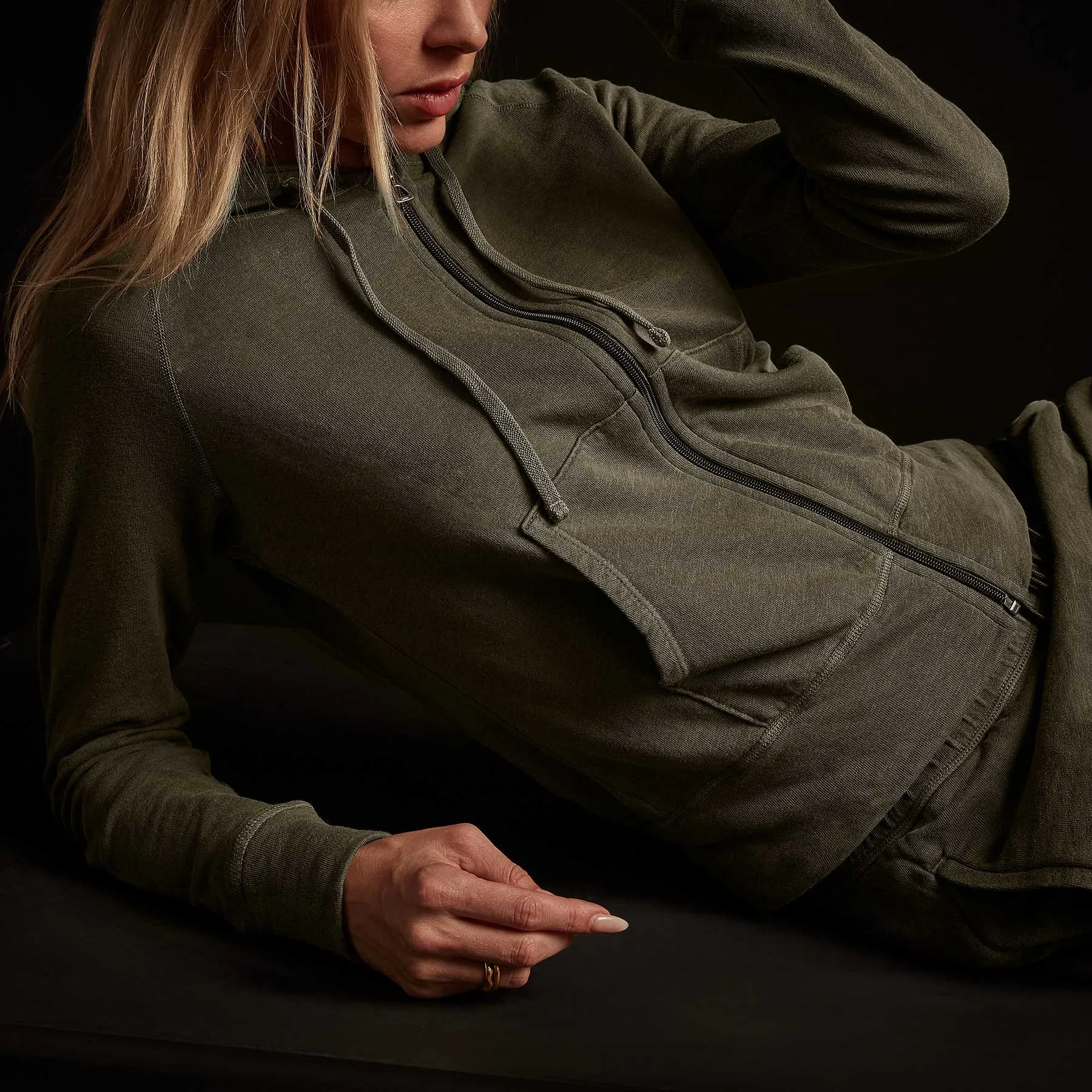 Vintage French Terry Zip Up Hoodie - Old Whiskey Pigment sold by James Perse