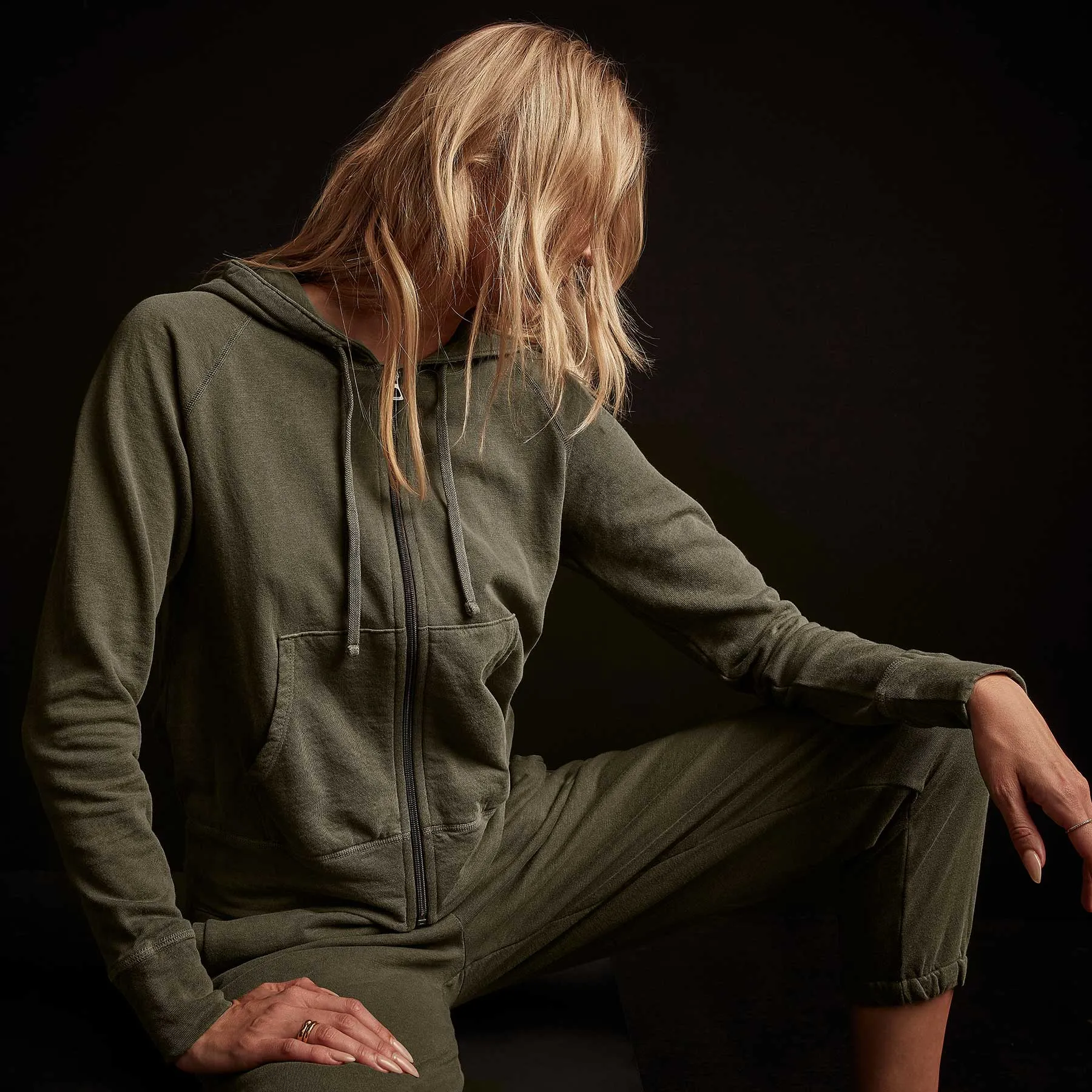 Vintage French Terry Zip Up Hoodie - Old Whiskey Pigment sold by James Perse product image thumbnail 3