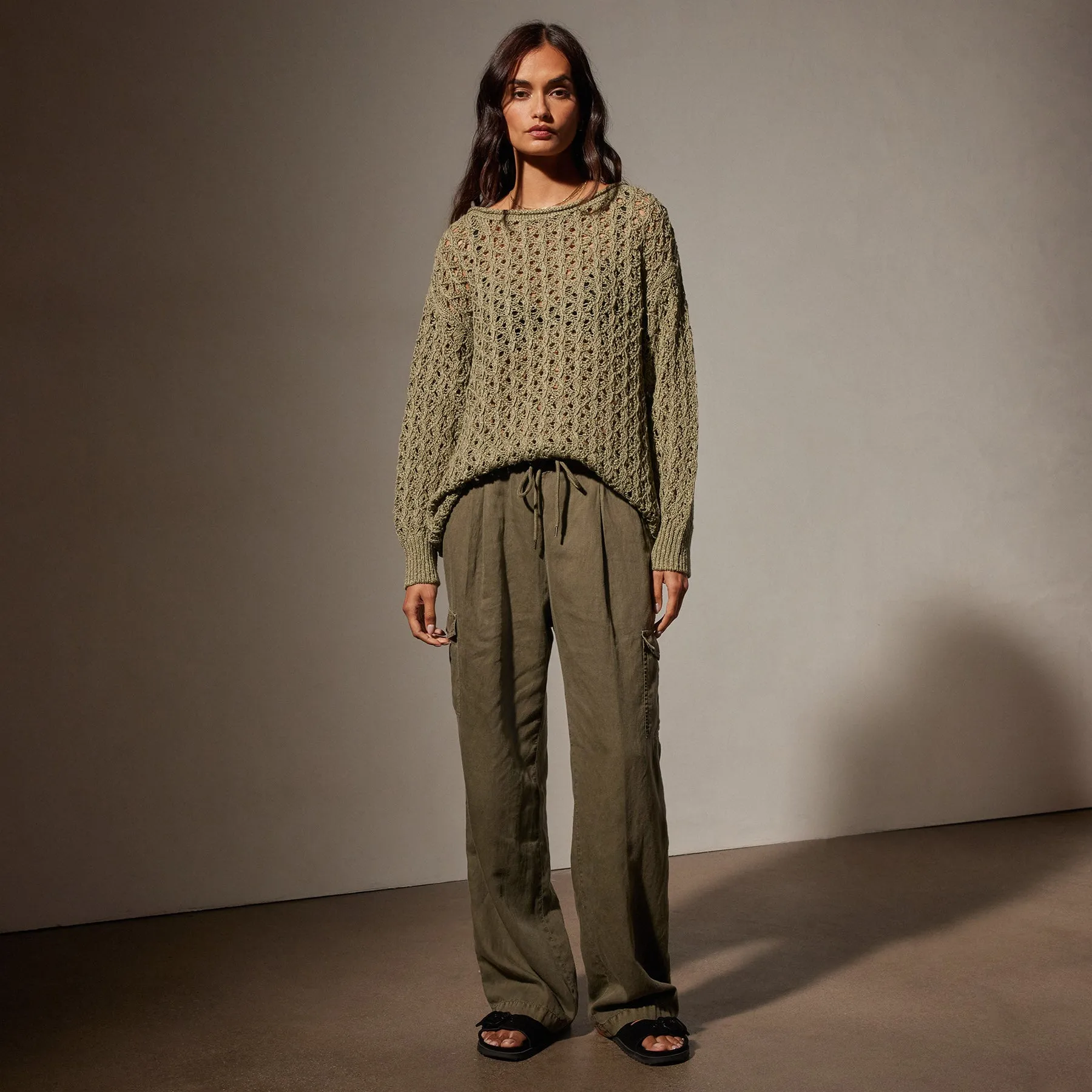 Cotton Linen Twill Pleated Cargo - Trooper Pigment sold by James Perse product image thumbnail 3