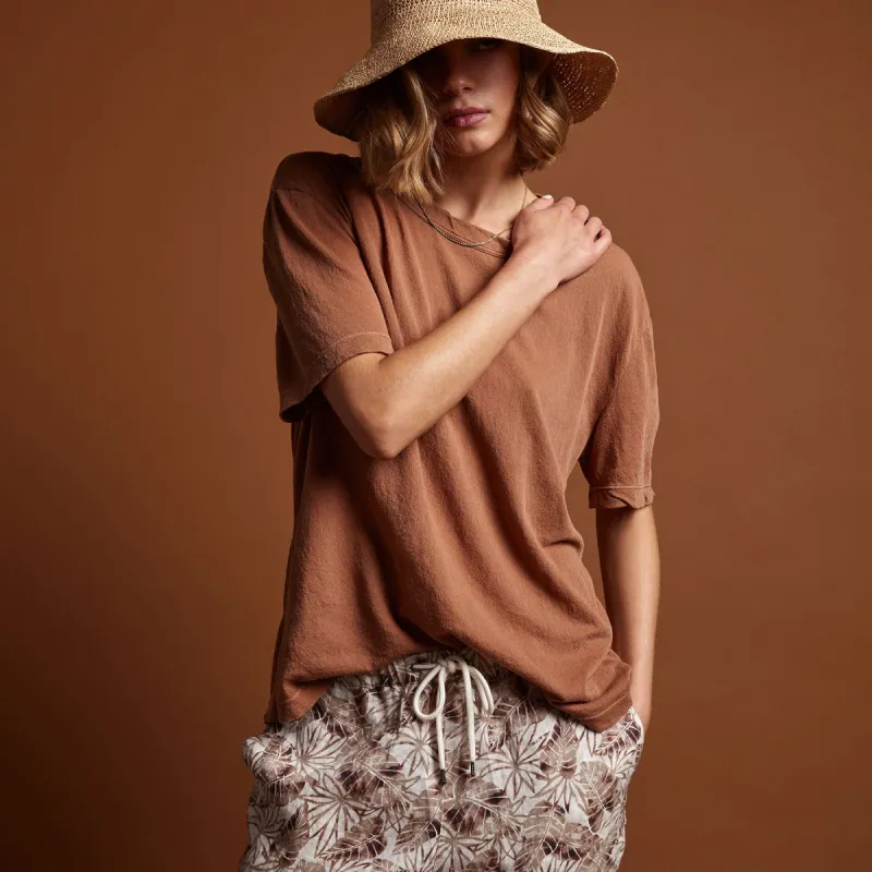 Crepe Jersey Oversized Short Sleeve Crew - Nutmeg sold by James Perse