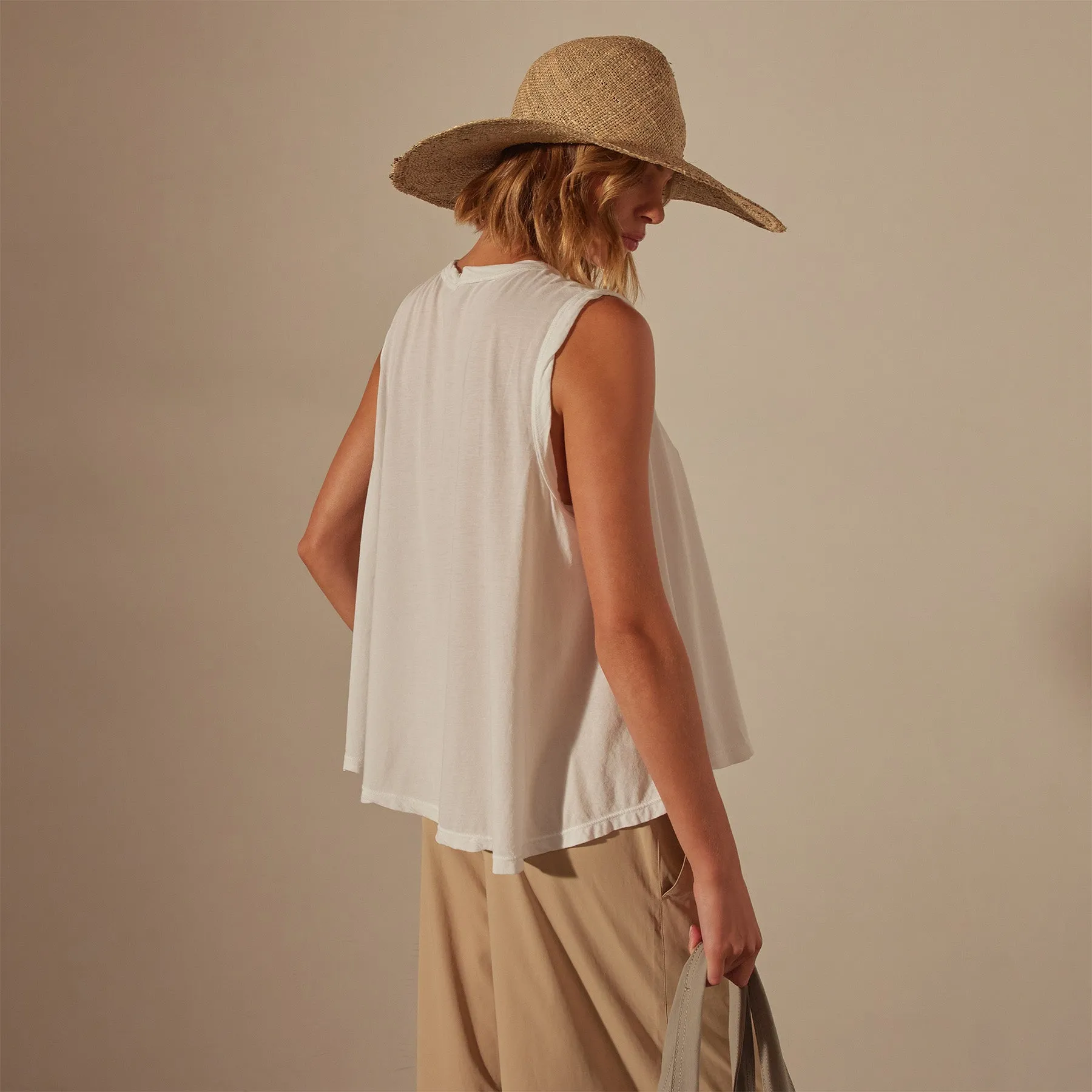 Fine Gauge A Line Tank - White sold by James Perse