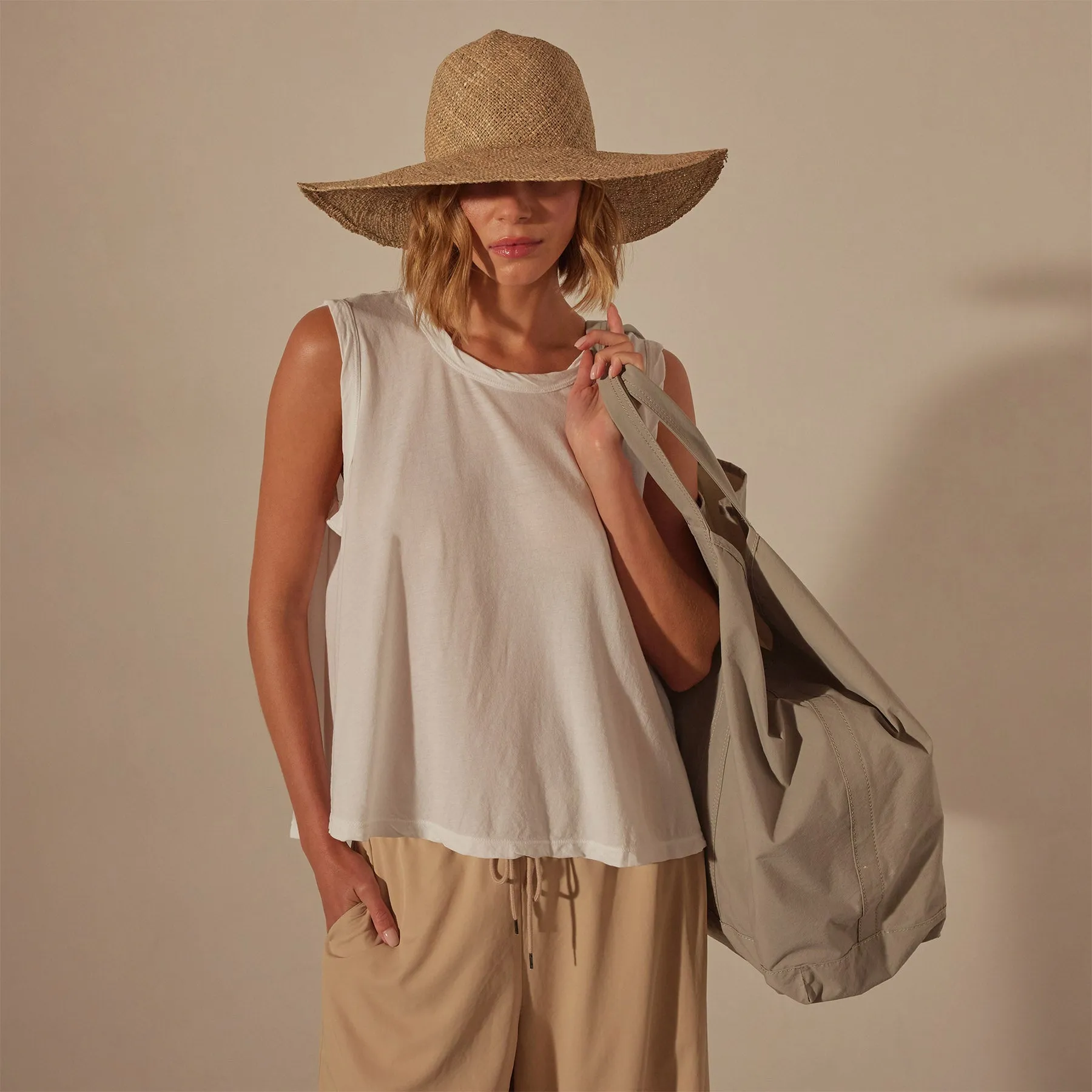 Fine Gauge A Line Tank - White sold by James Perse product image thumbnail 2