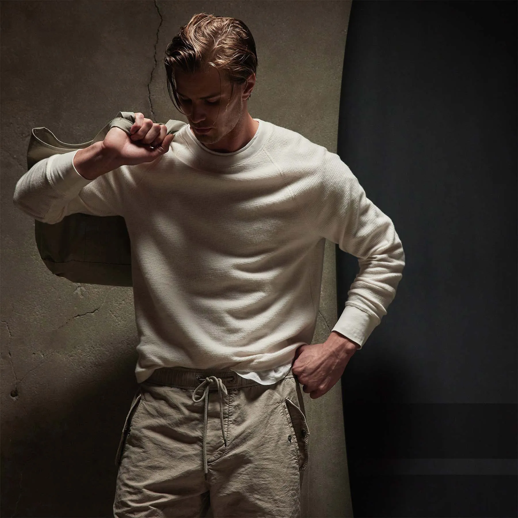 Thermal Knit Raglan Top - Oyster sold by James Perse