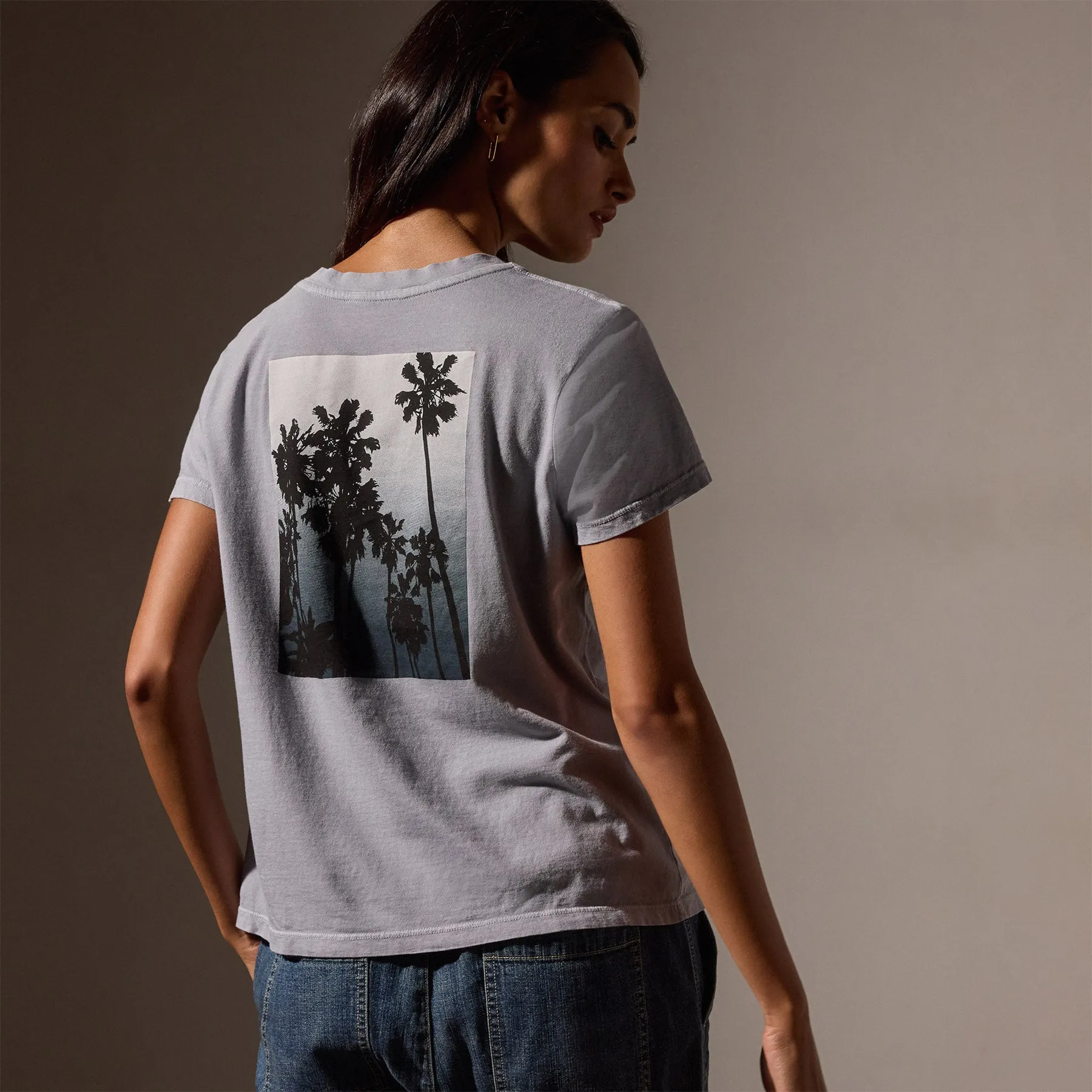 Ombrè Palms Graphic Tee - Breeze Pigment/Grey sold by James Perse