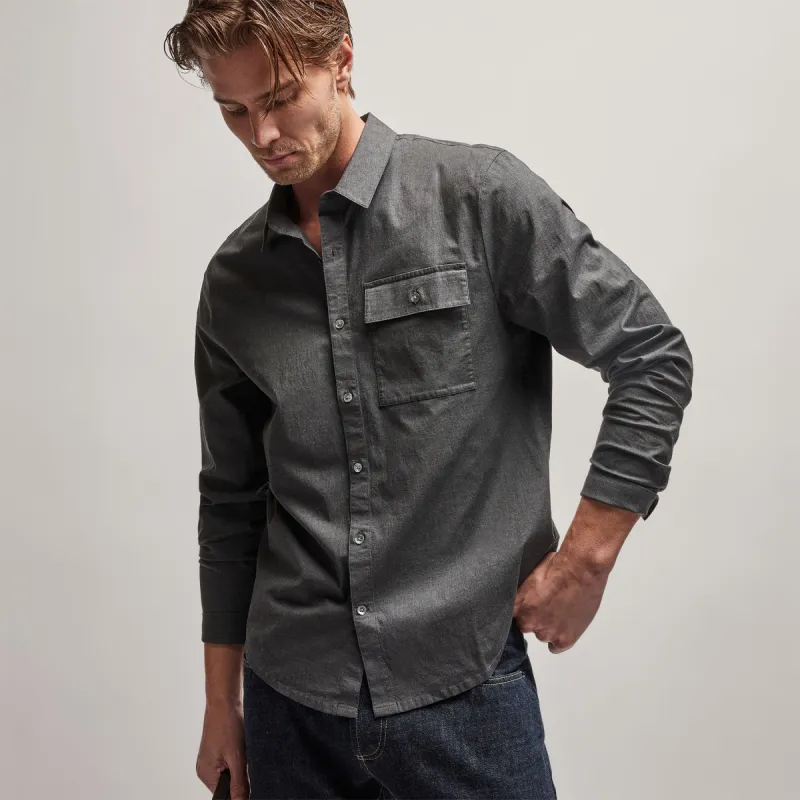 Garment Washed Shirt - Anthracite sold by James Perse