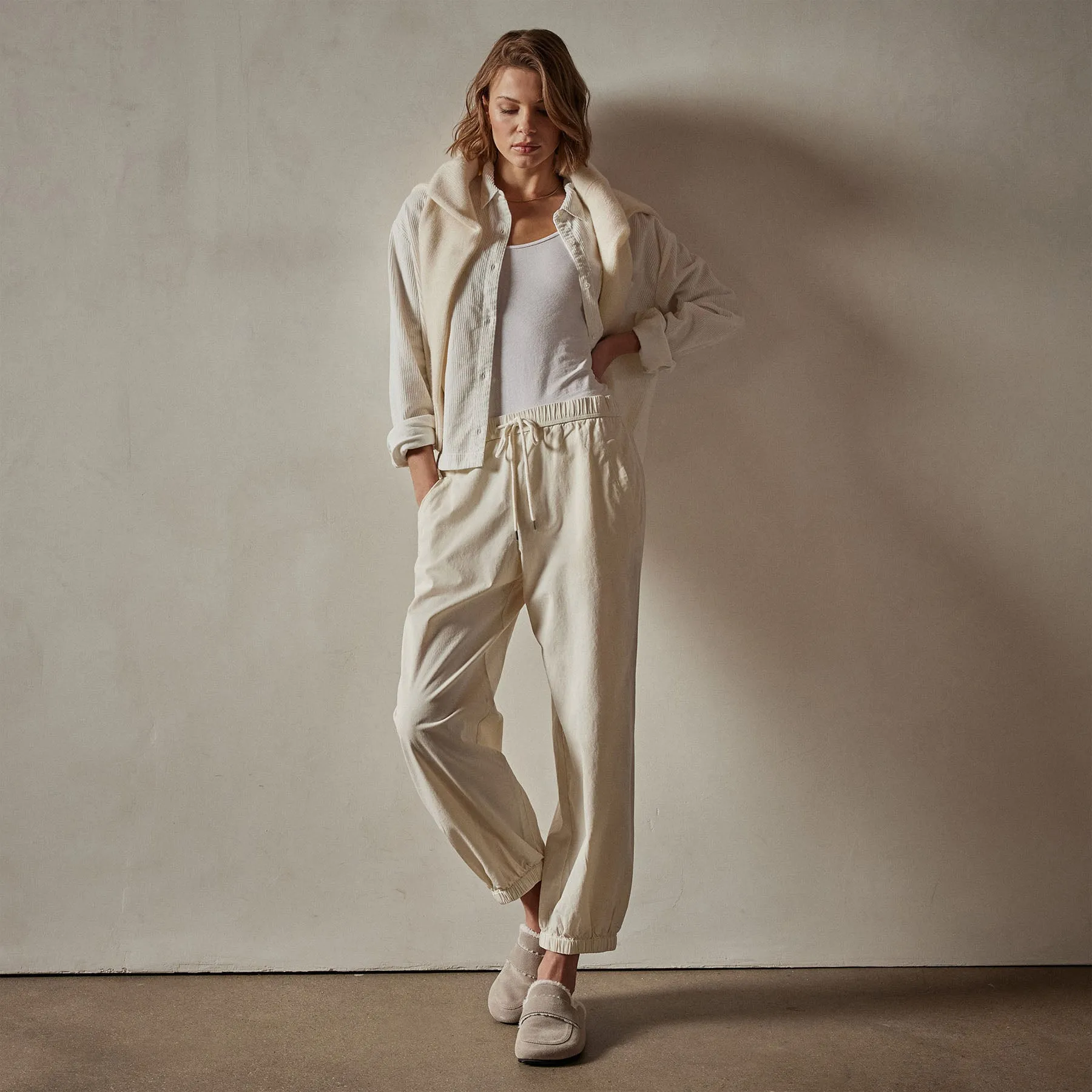 Corduroy Cropped Boxy Shirt - Ivory Pigment sold by James Perse product image thumbnail 4