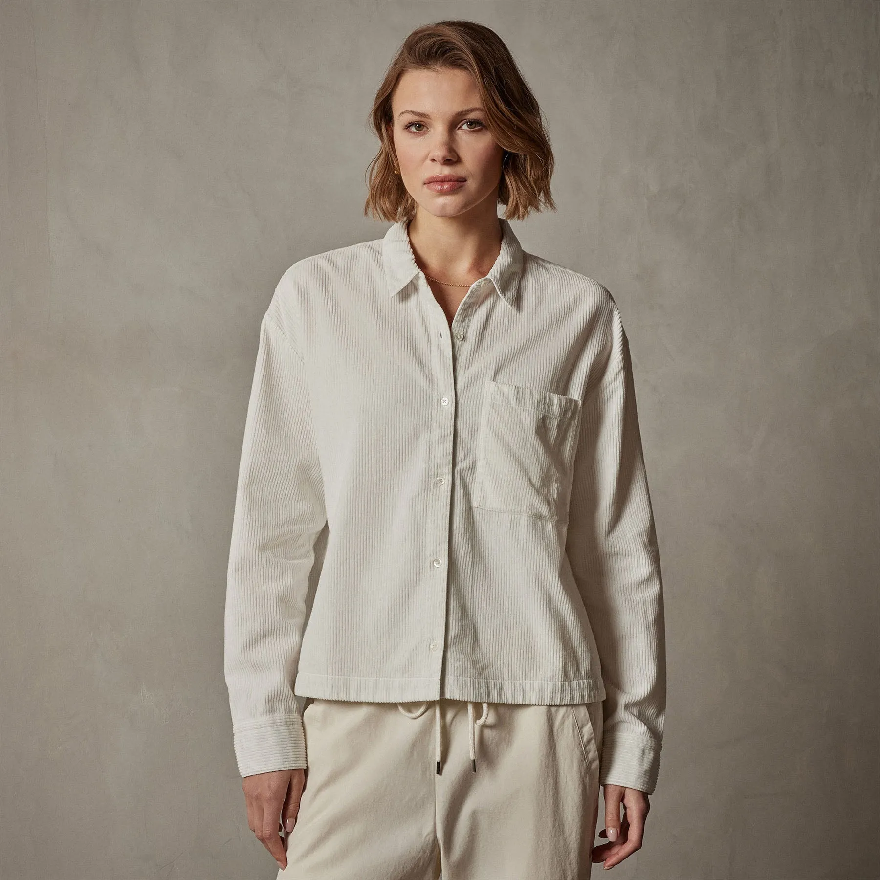 Corduroy Cropped Boxy Shirt - Ivory Pigment sold by James Perse product image thumbnail 5