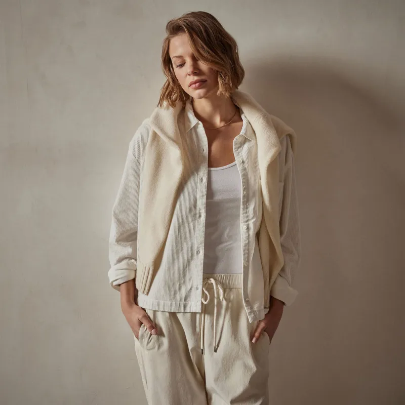 Corduroy Cropped Boxy Shirt - Ivory Pigment sold by James Perse
